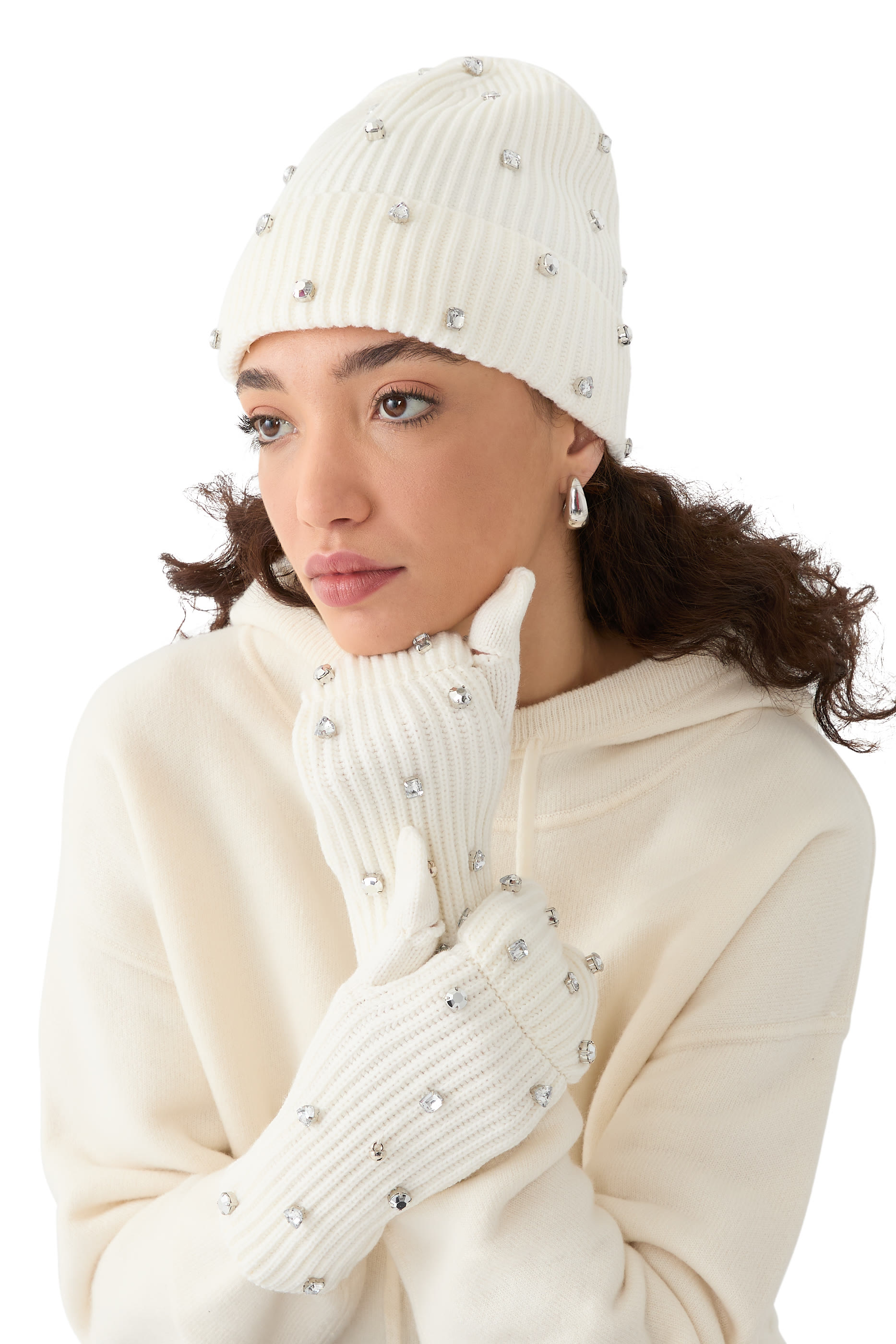 قفازات ميرينو مرصعة