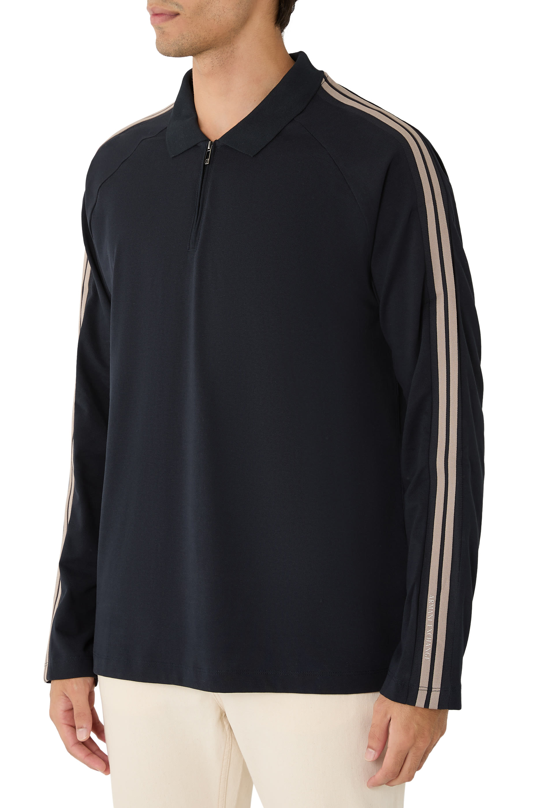 قميص بولو بتصميم جامعي بأكمام طويلة مبطنة 