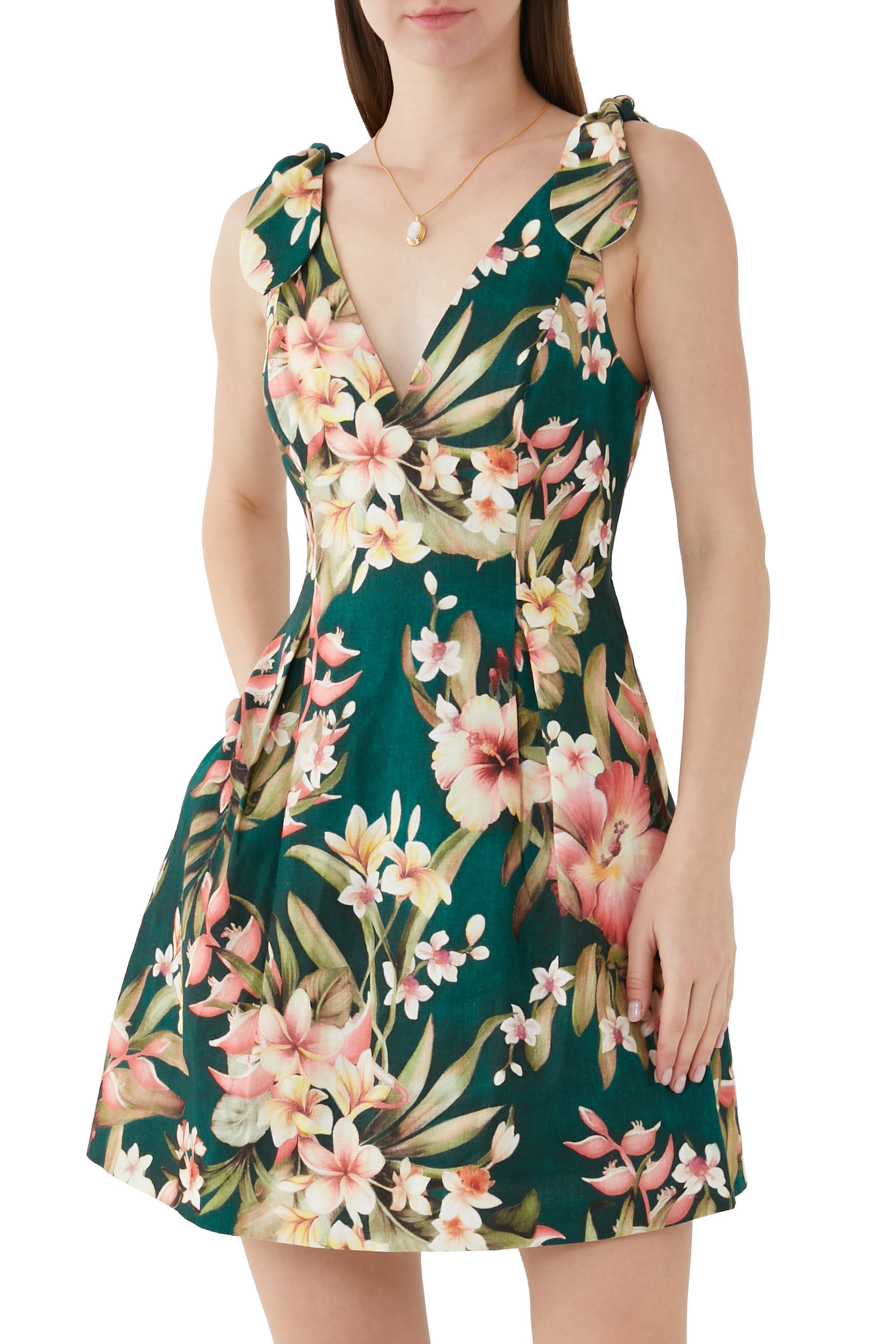 فستان ليكسي قصير بأربطة