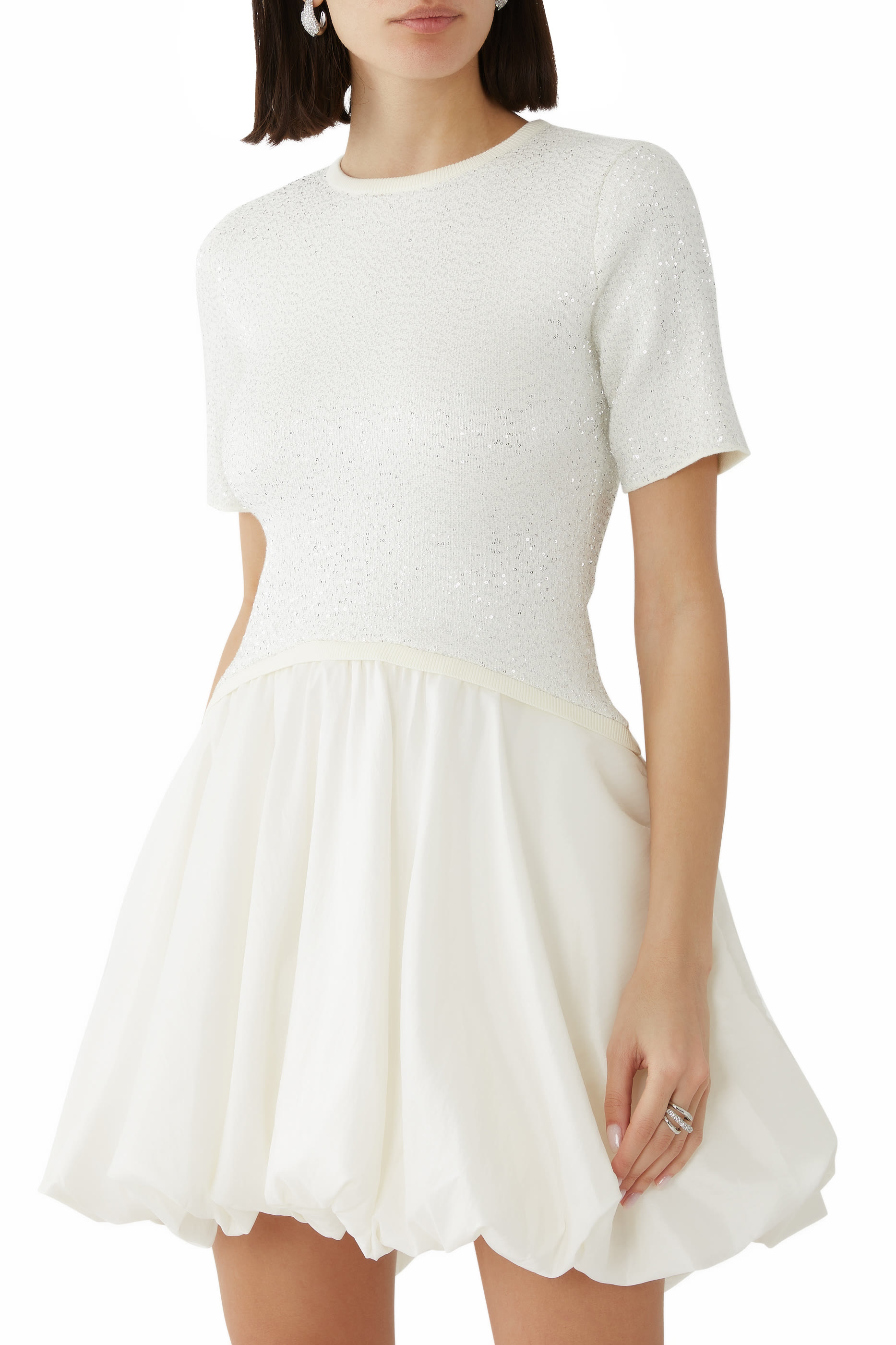 فستان كينز قصير منسوج بكشكش