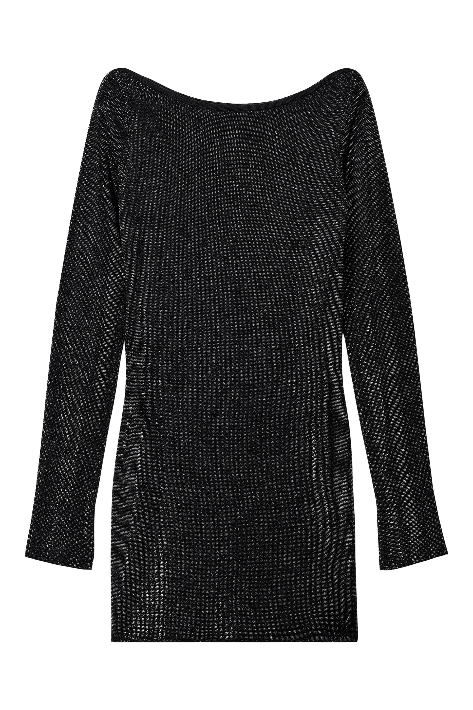 فستان قصير بأكمام طويلة وخرز شفاف