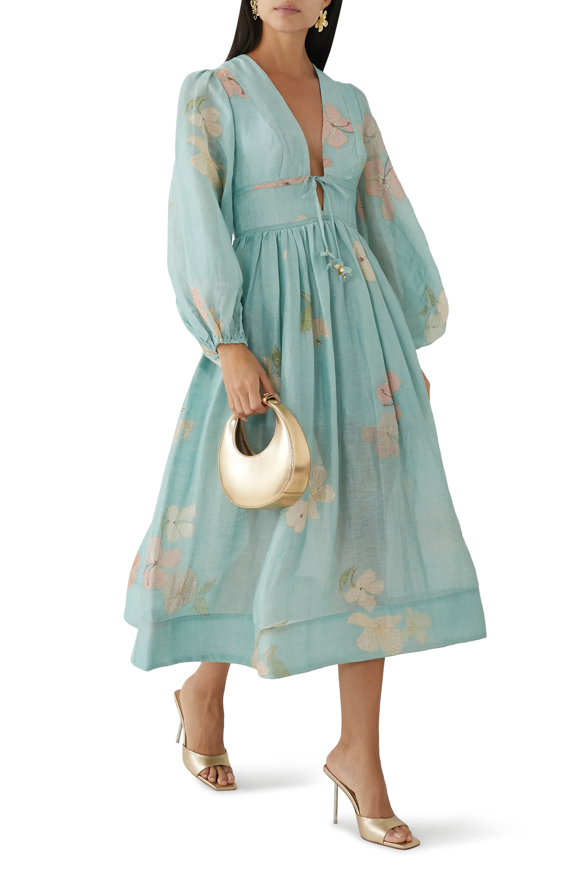 فستان سهرة إيلومينايت درون بأكمام منفوخة