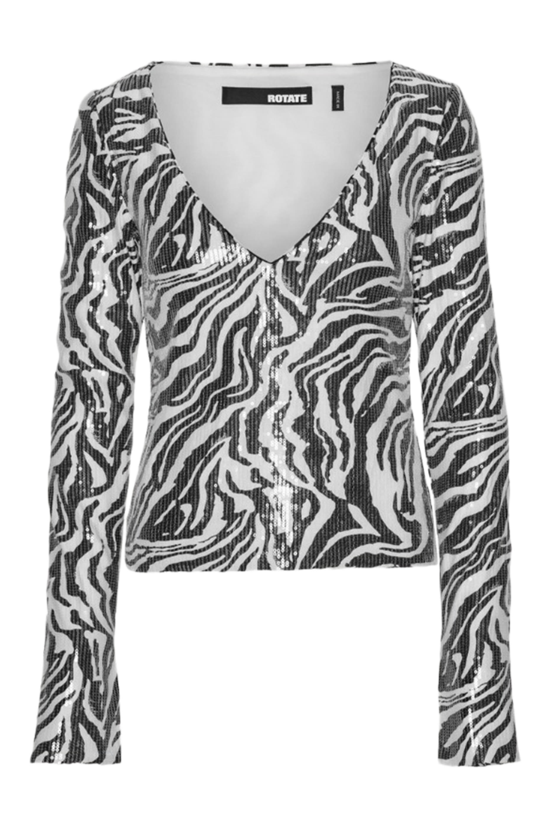 تيشيرت بأكمام طويلة ونقشة زيبرا