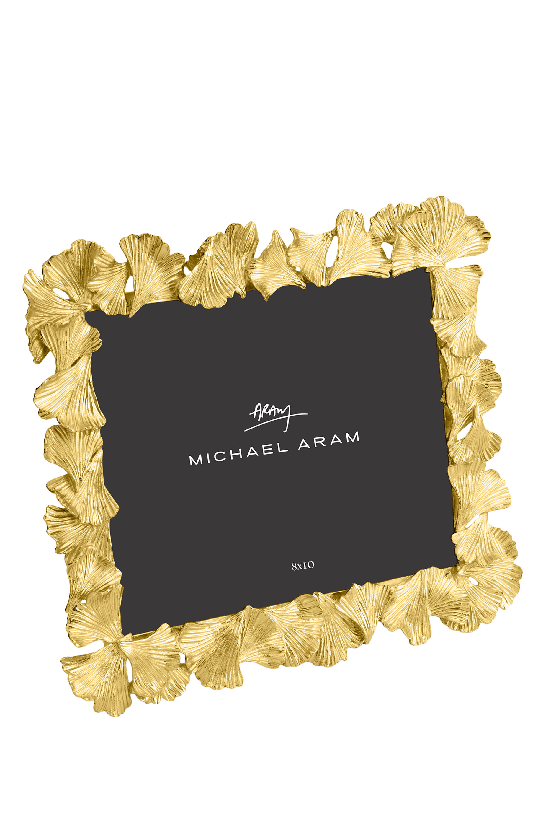 إطار صور بأوراق جنكة بلون ذهبي