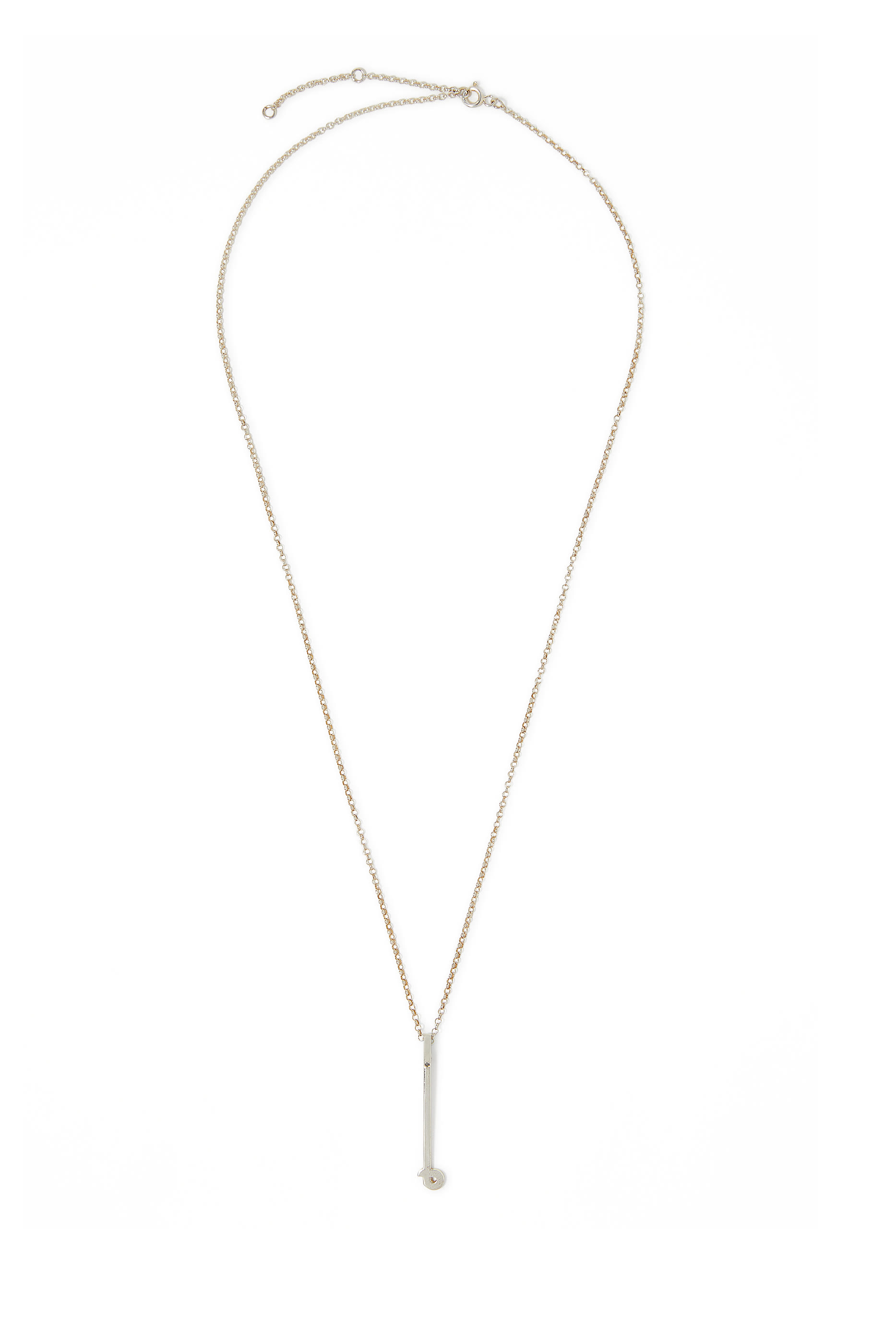 قلادة بدلاية بتصميم حرف "ميم" مرصعة بماس، فضة استرلينية