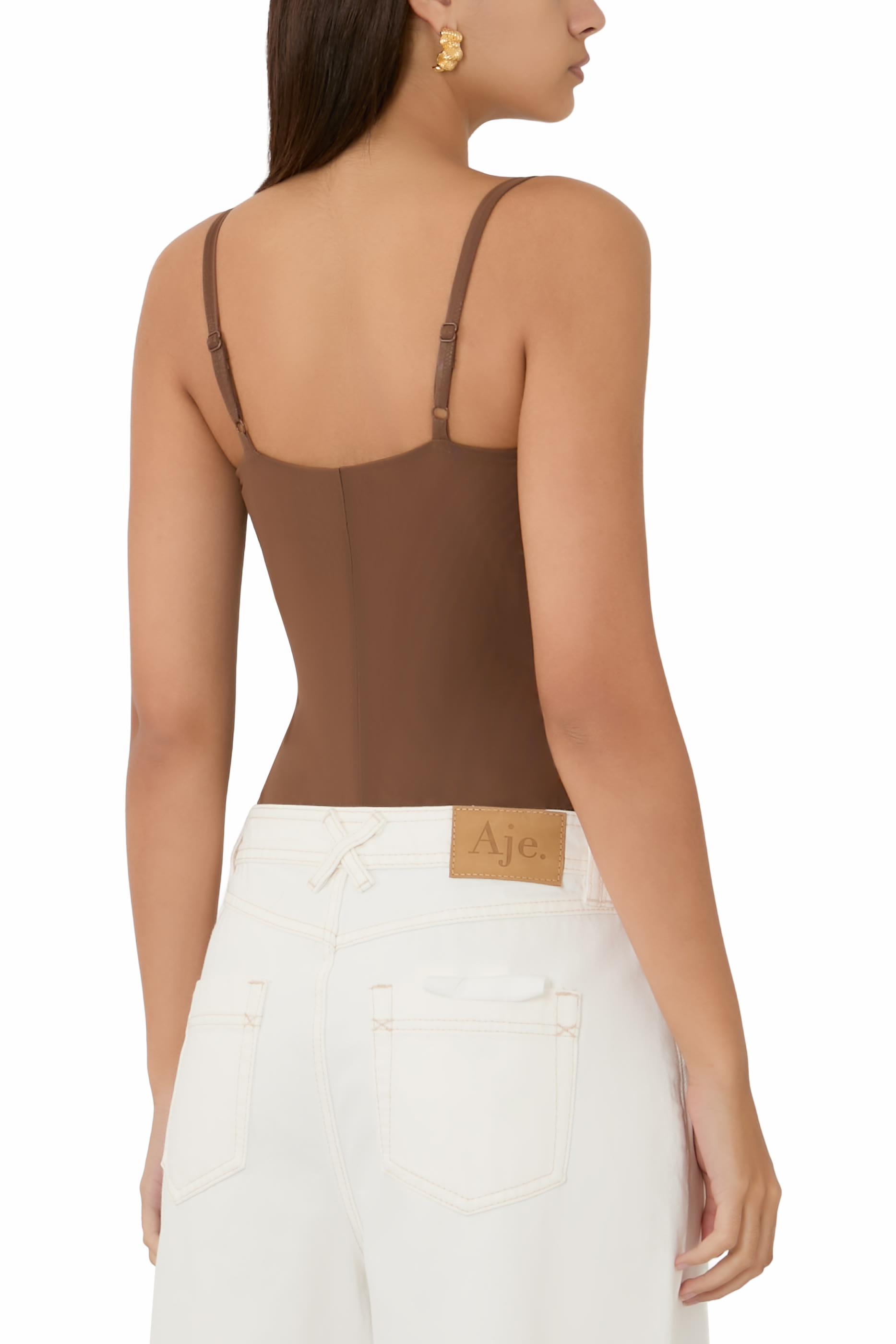 بودي سوت بصدرية بنمط مشد قماش شبكي