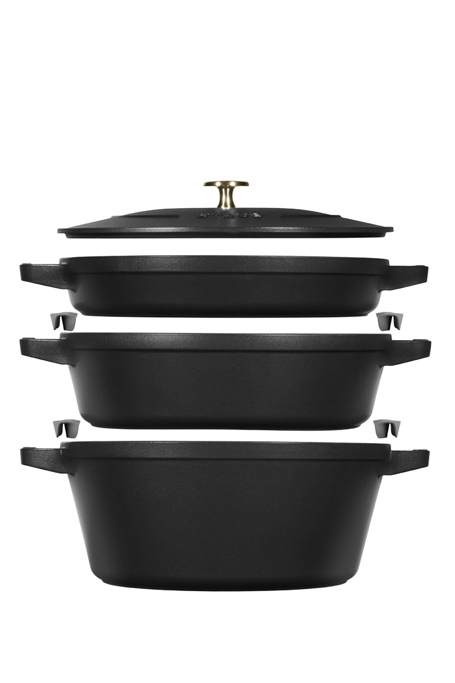 طقم أواني طهي حديد صلب قابلة للتكديس، 3 قطع
