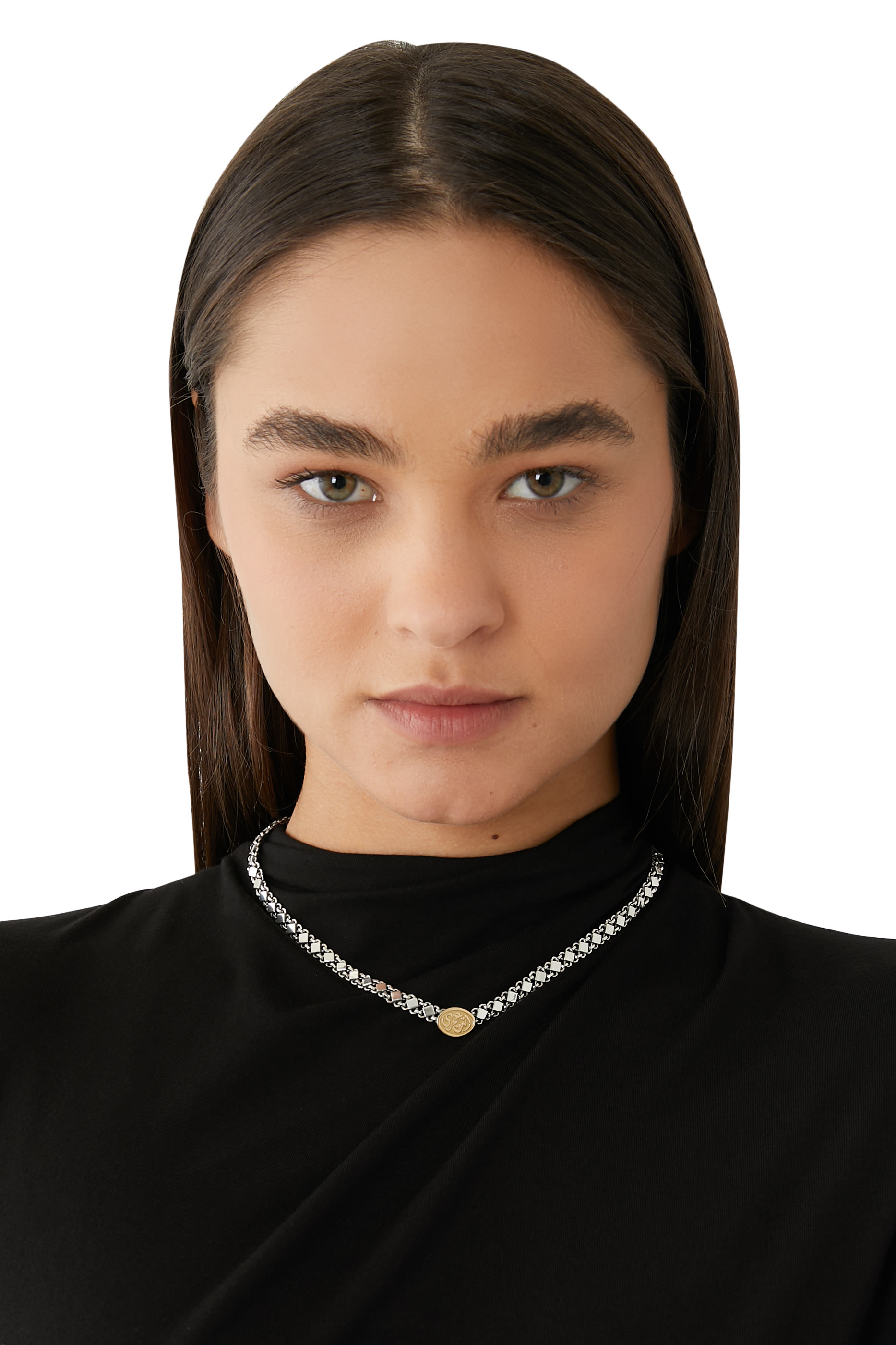 قلادة بدلاية محفورة بعيارة "أنت عمري" ذهب أصفر عيار 18 وفضة استرلينية