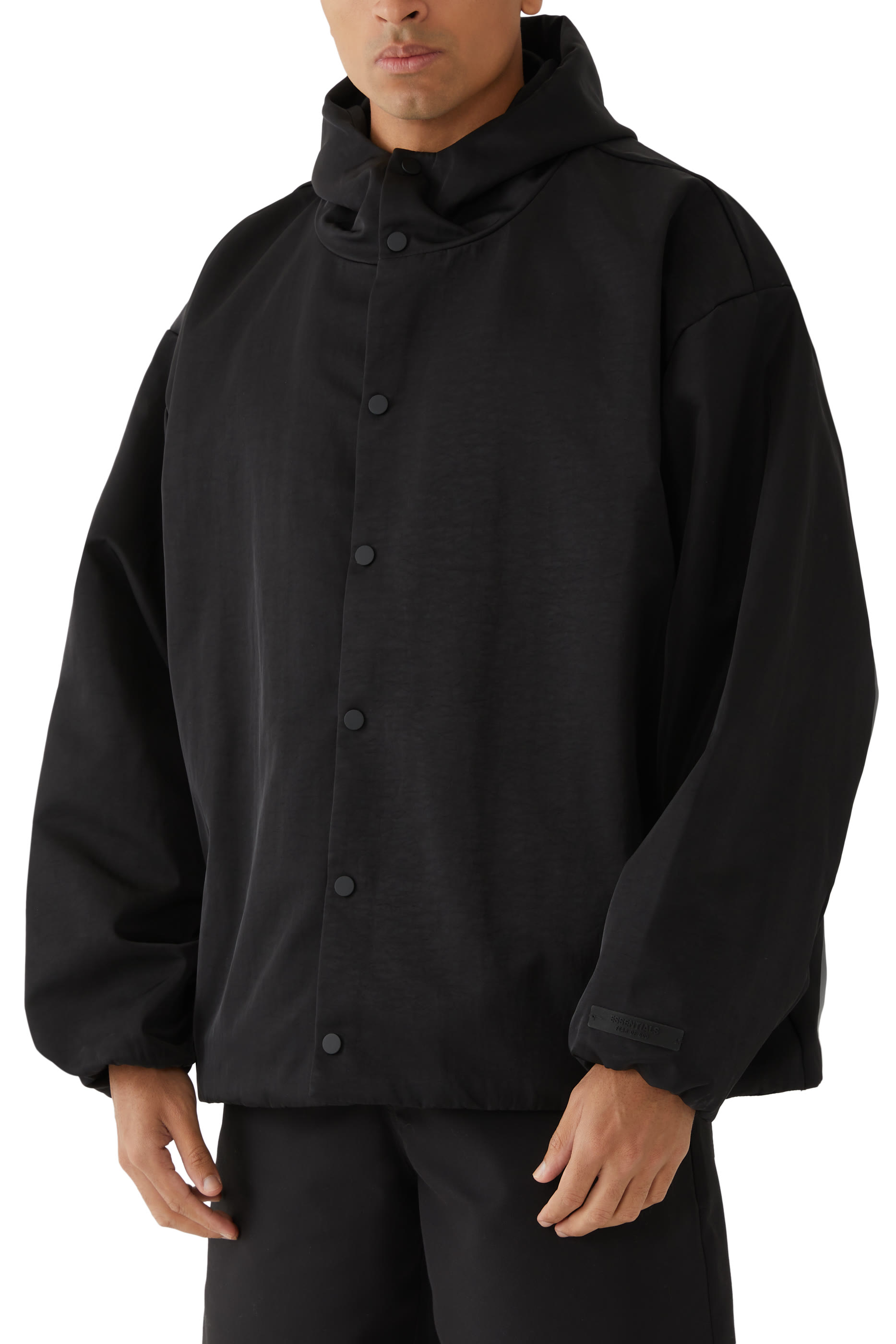 جاكيت كوتشز بغطاء رأس نايلون بارز الملمس