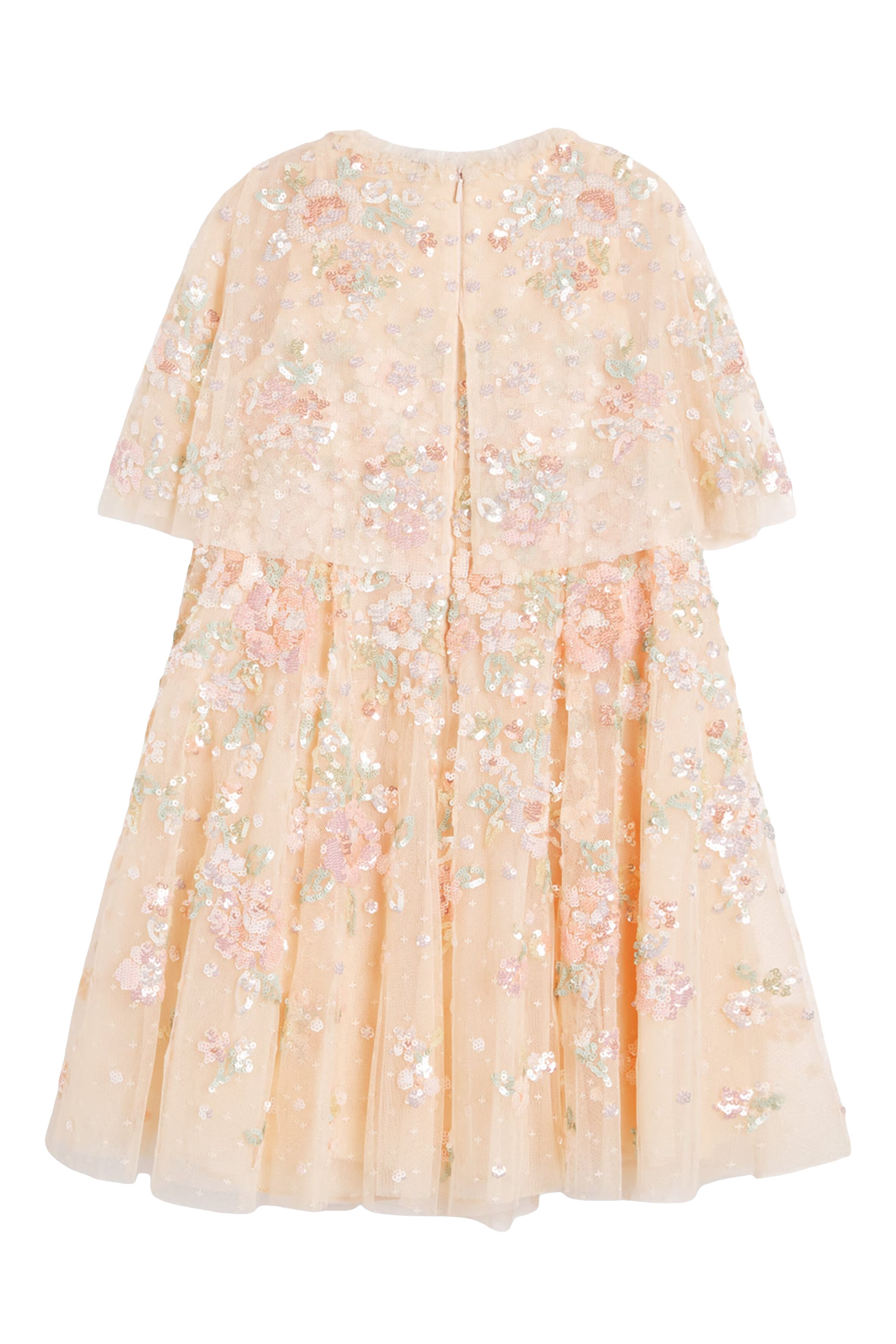 فستان بكاب بنقشة زهور وترتر للأطفال