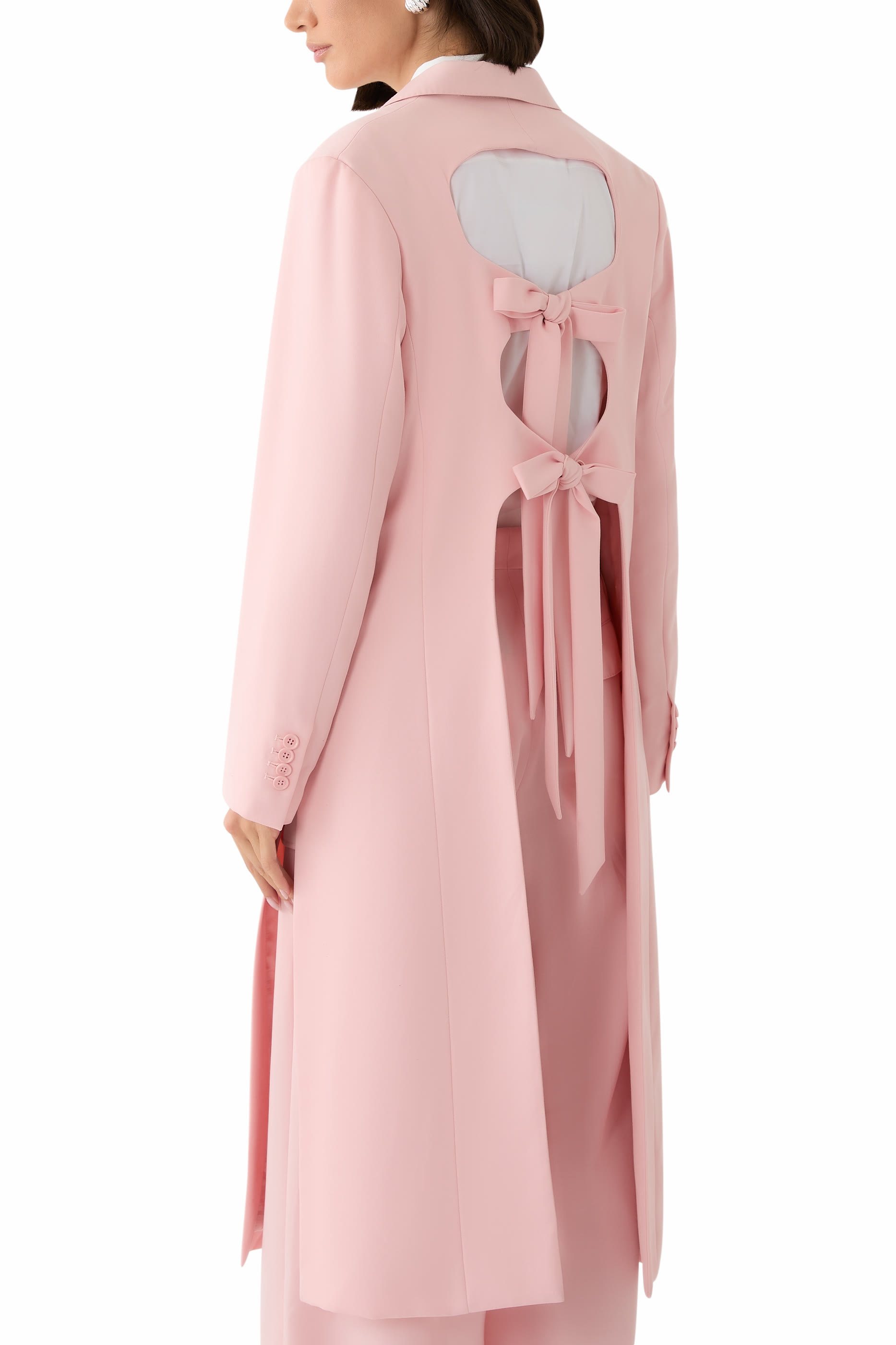 معطف بفتحات وتفاصيل ربطة فيونكة