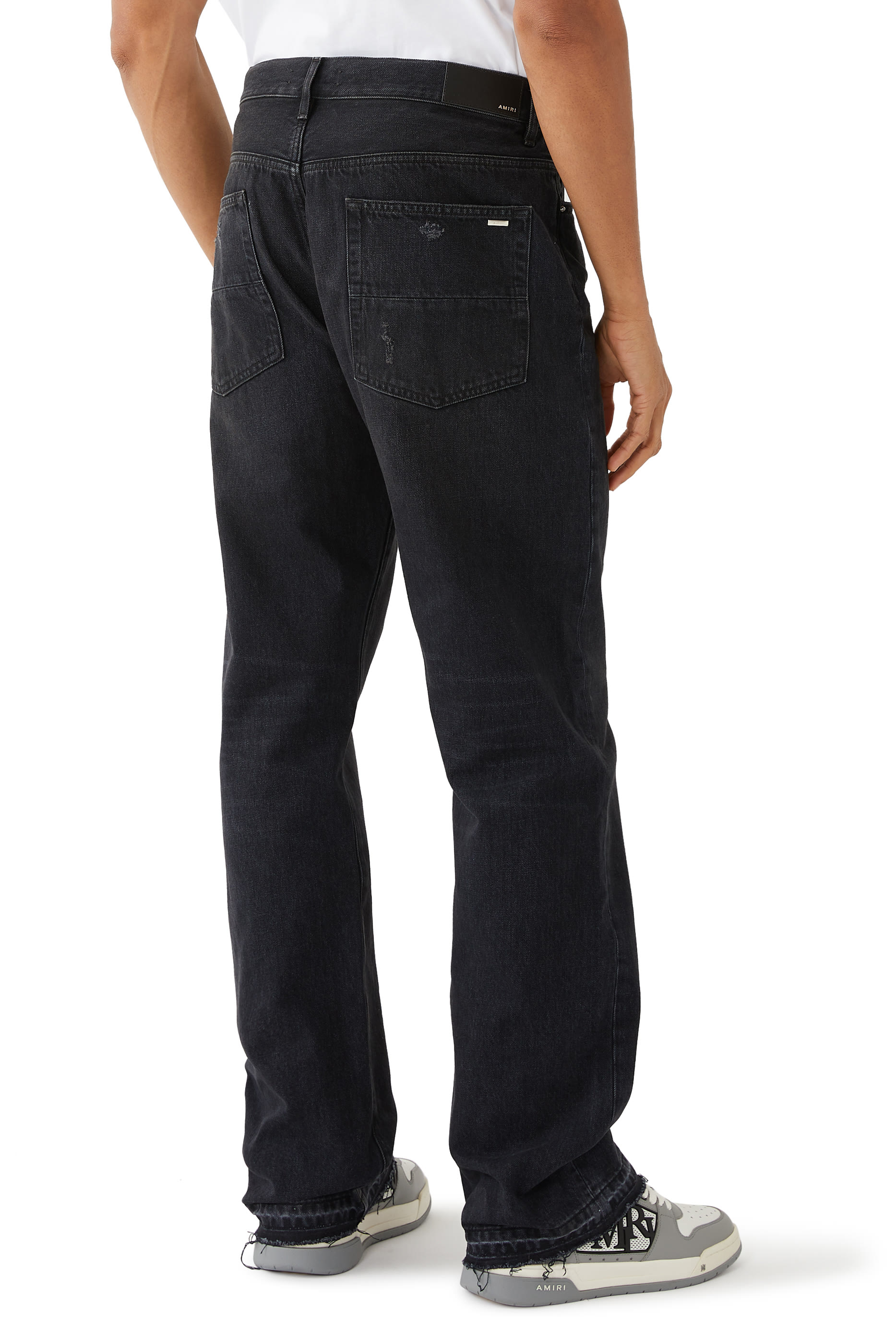 بنطال بقصة ساق مستقيمة وحافة غير محاكة