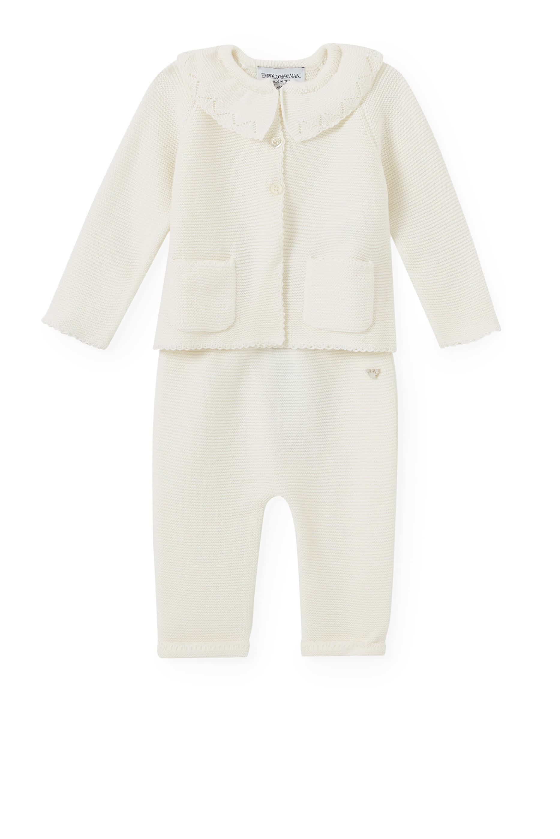 طقم كارديغان وبنطال بشعار الماركة