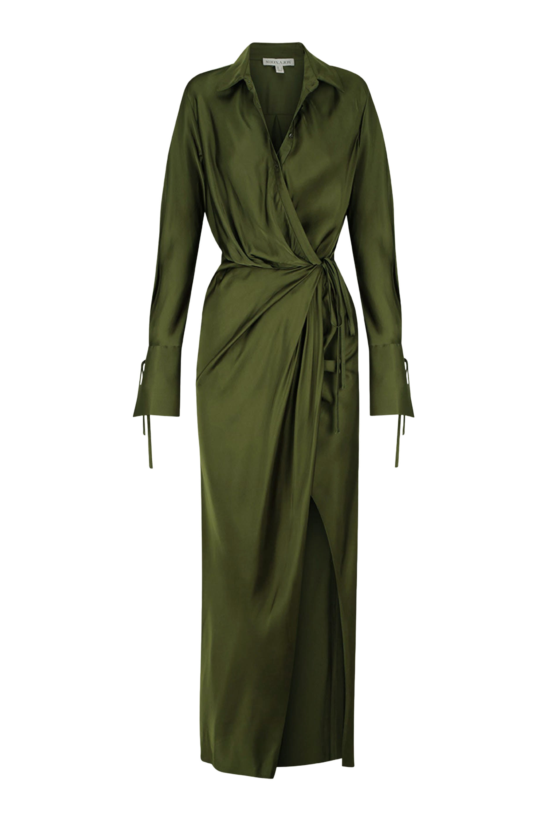 فستان شاي طويل درابيه بتصميم قميص