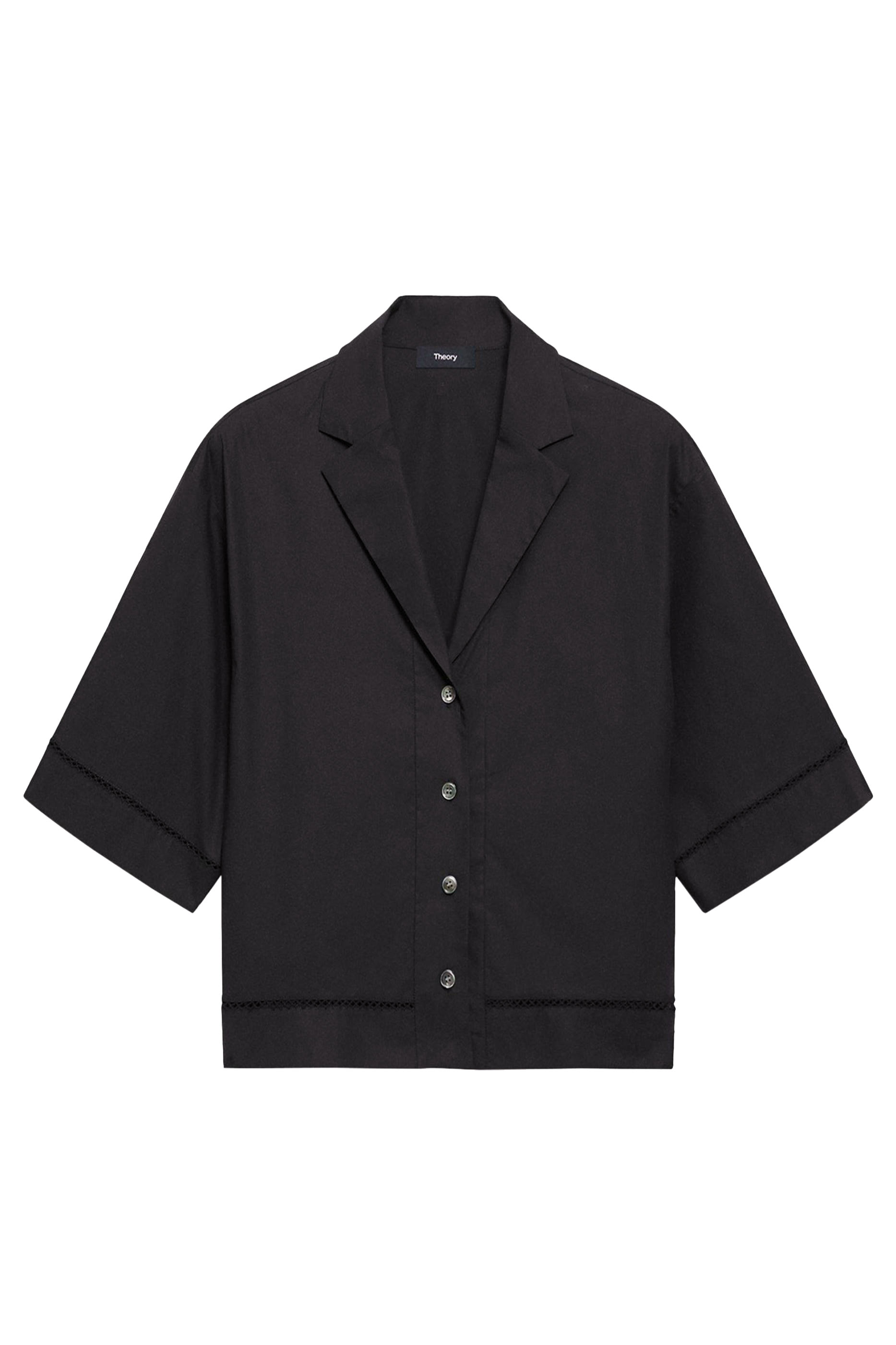 قميص كامب بقصة مربعة قماش بوبلين سيتي