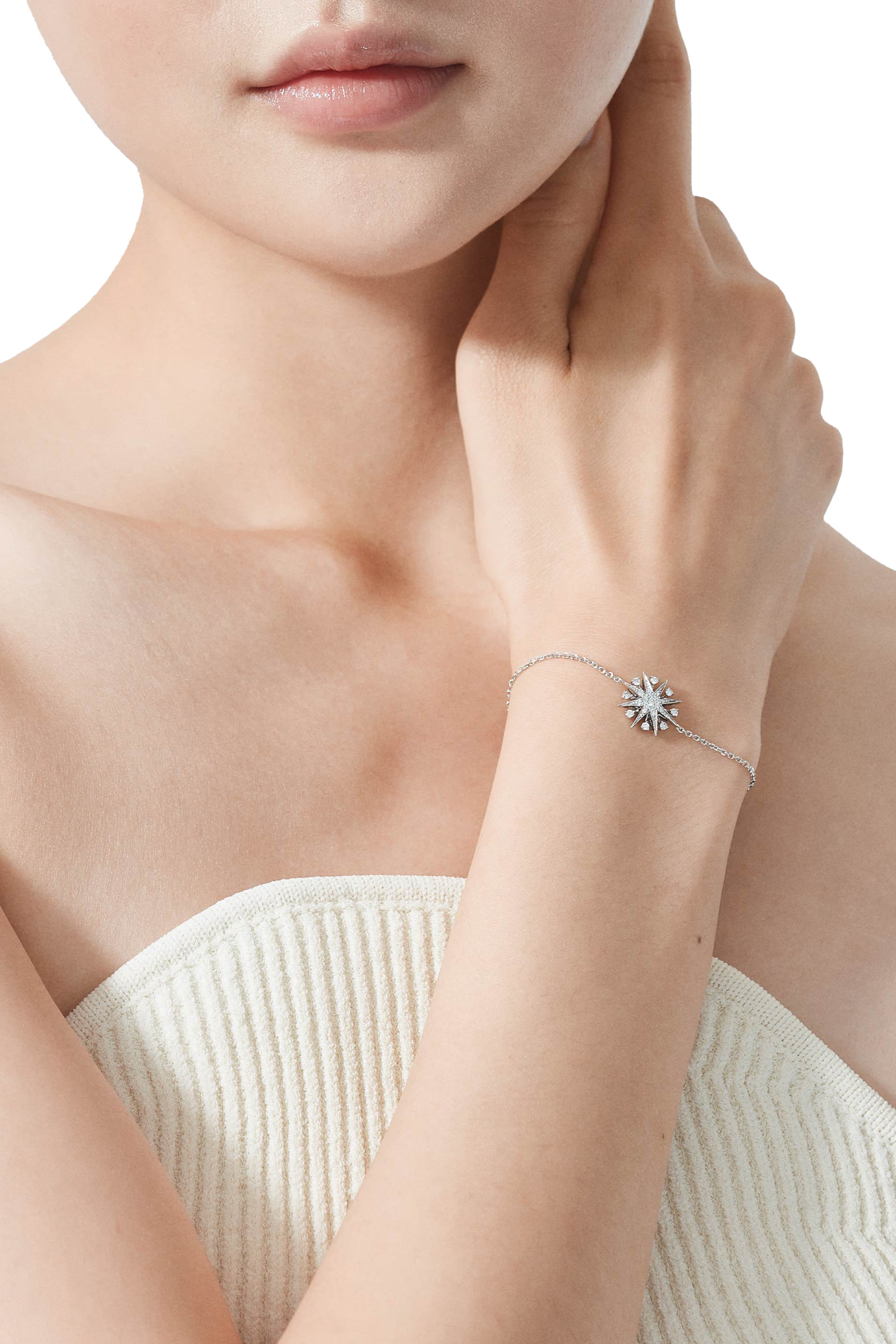 سوار ستارلايت صغير مرصعة بالماس، ذهب أبيض عيار 18