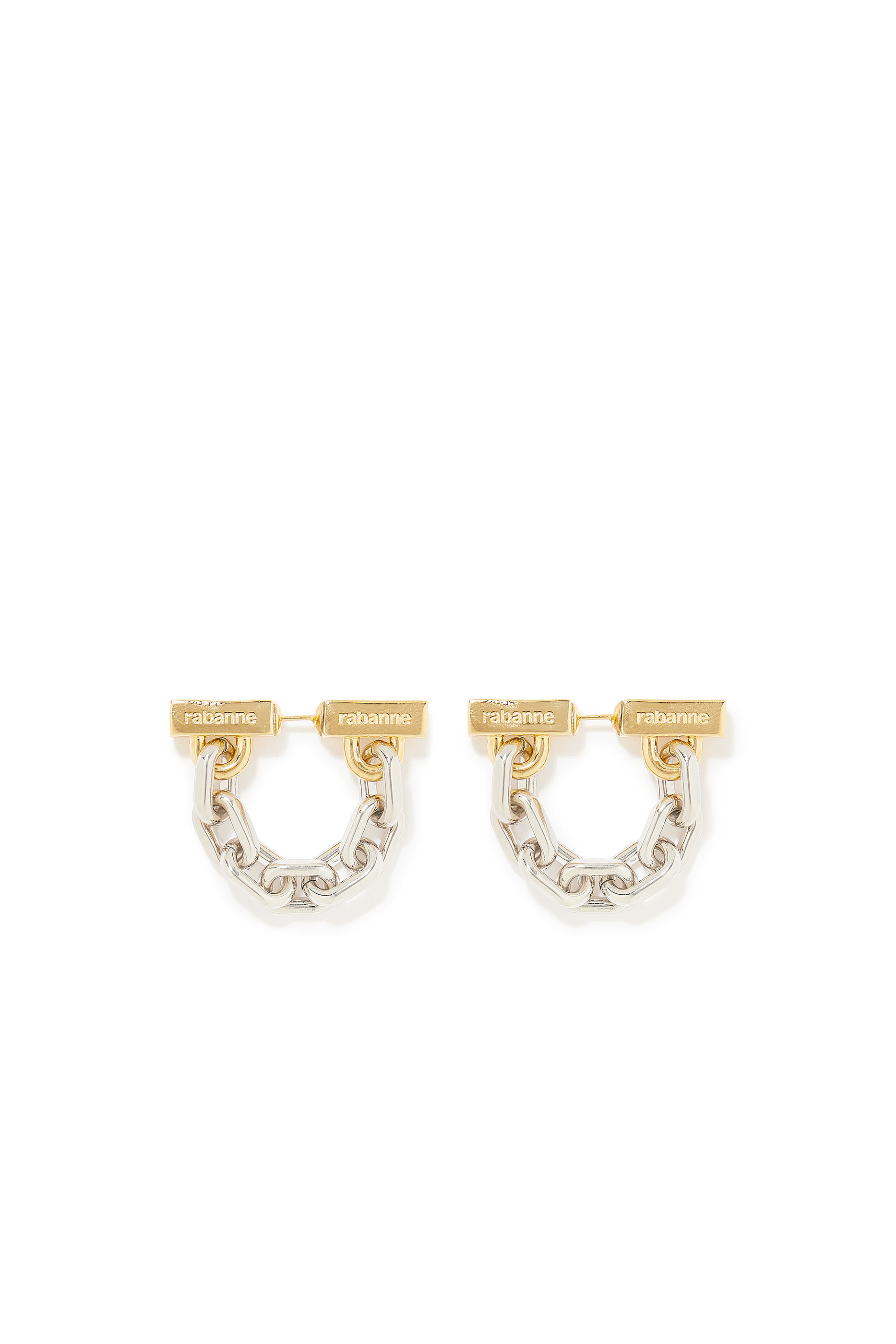 أقراط بتصميم سلسلة بحلقات، معدن