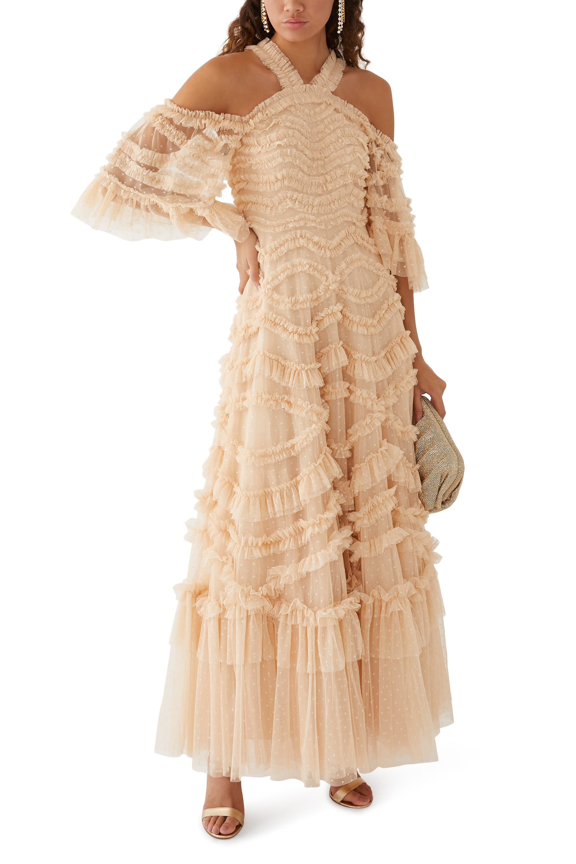 فستان سهرة برونتي بأكتاف مكشوفة