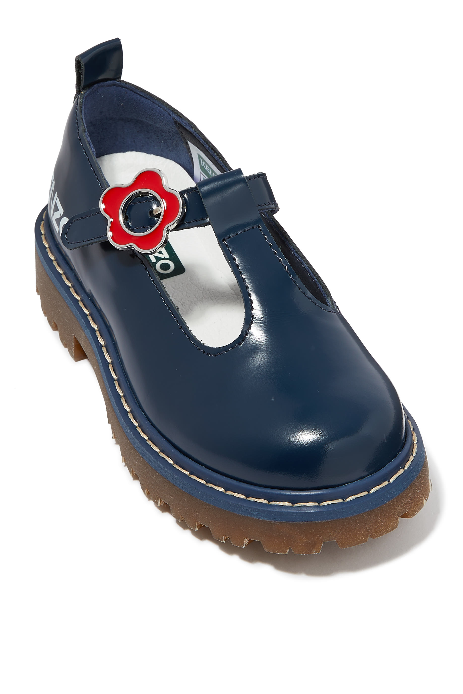 حذاء باليرينا جلد بشعار الماركة للأطفال