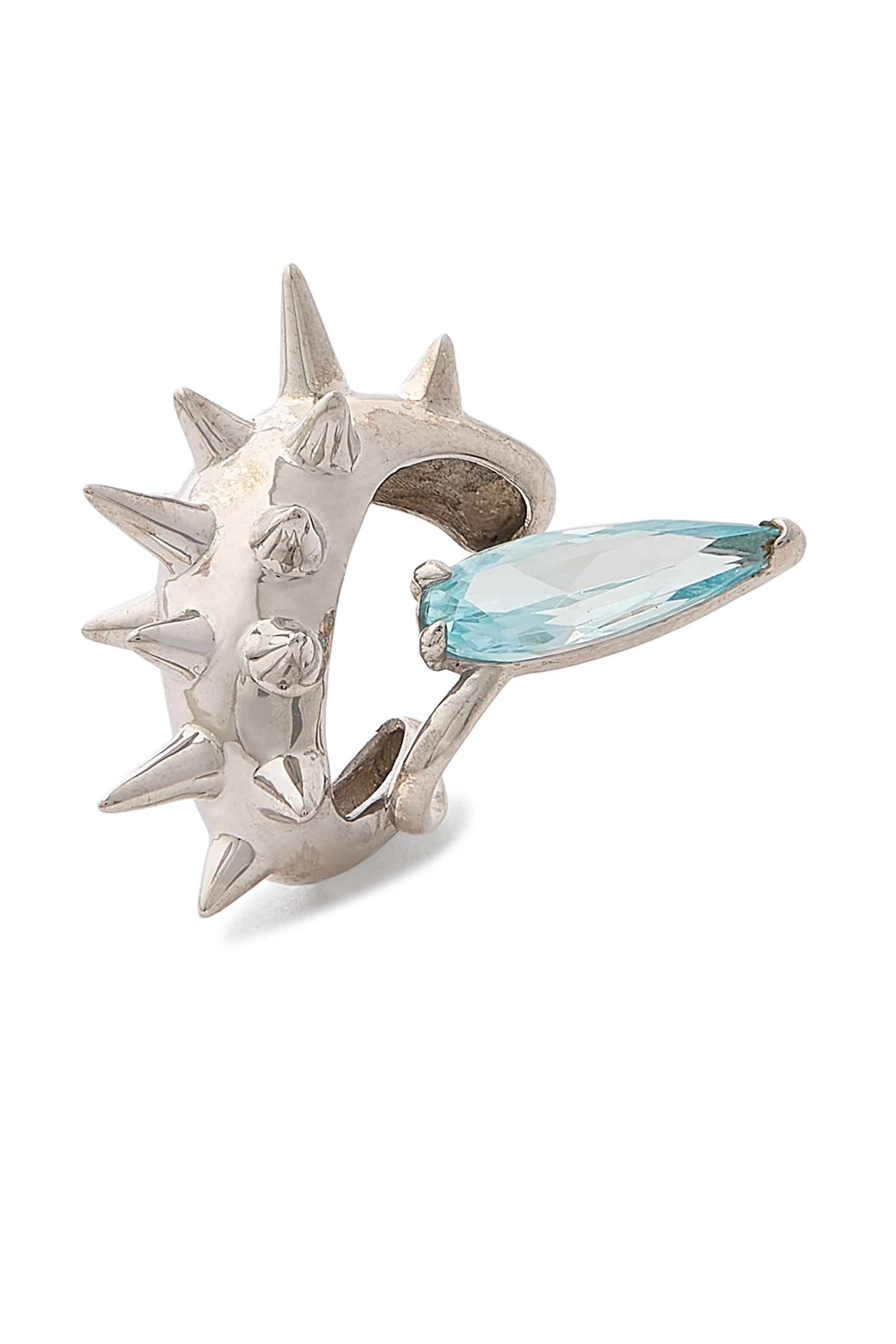 قرط اليان صغير بتفاصيل مدببة مزين بالكريستال، فضة إسترلينية 925