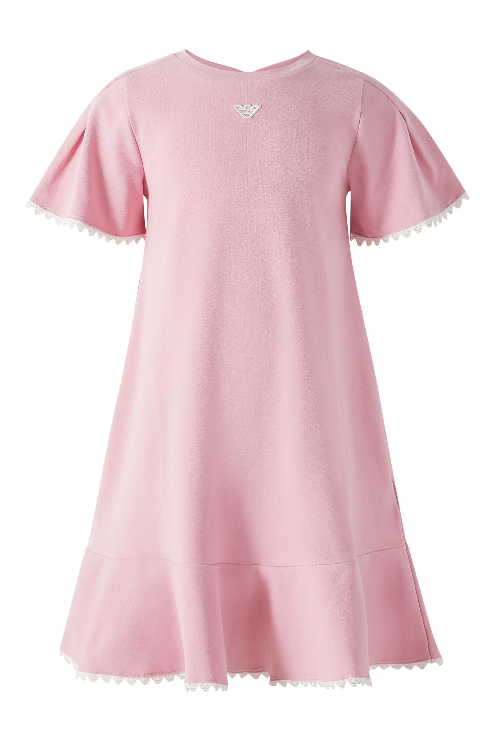 فستان بشعار الماركة وحواف صدفية للأطفال