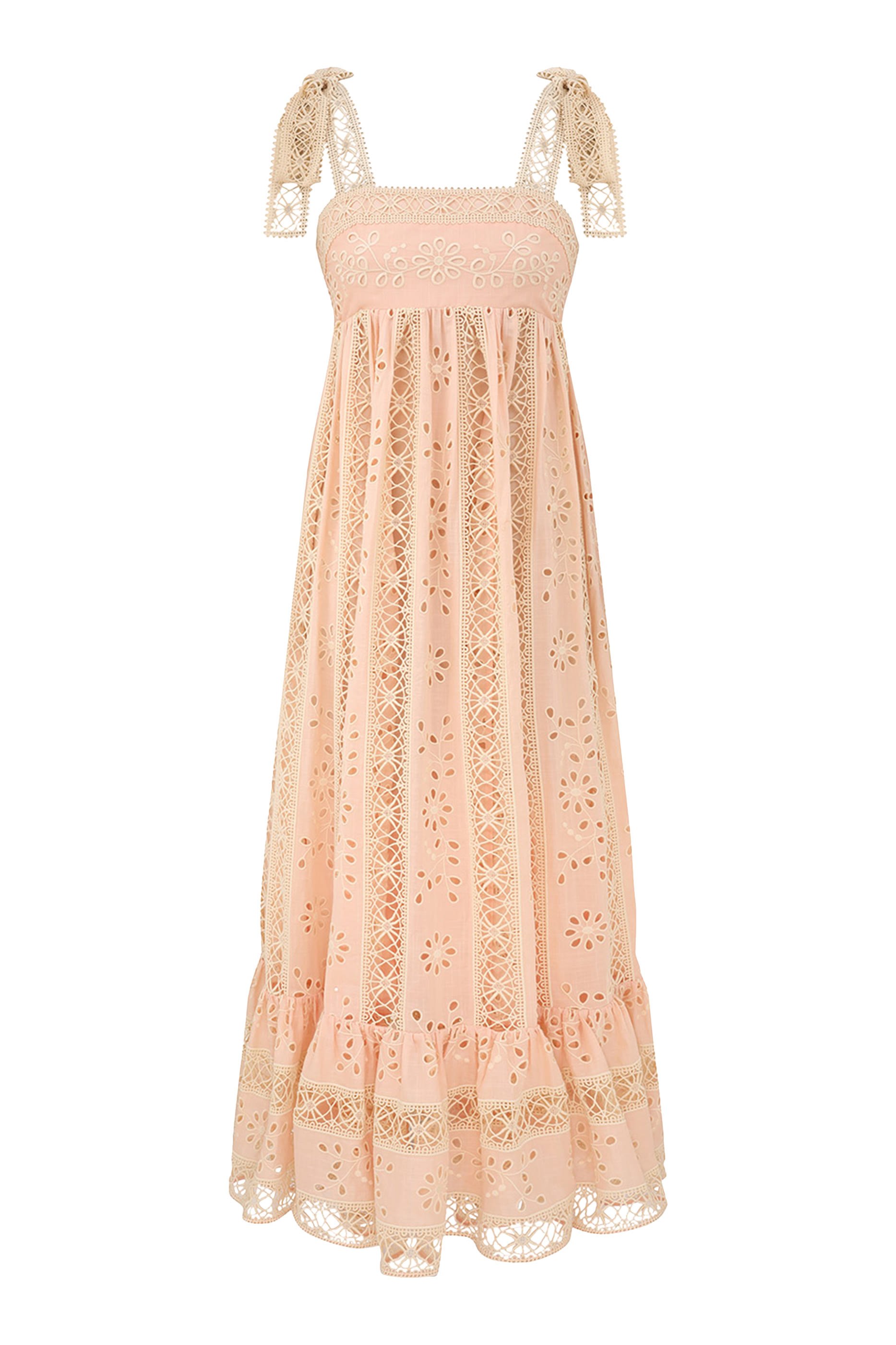 فستان أويكن طويل مخطط بارز الملمس