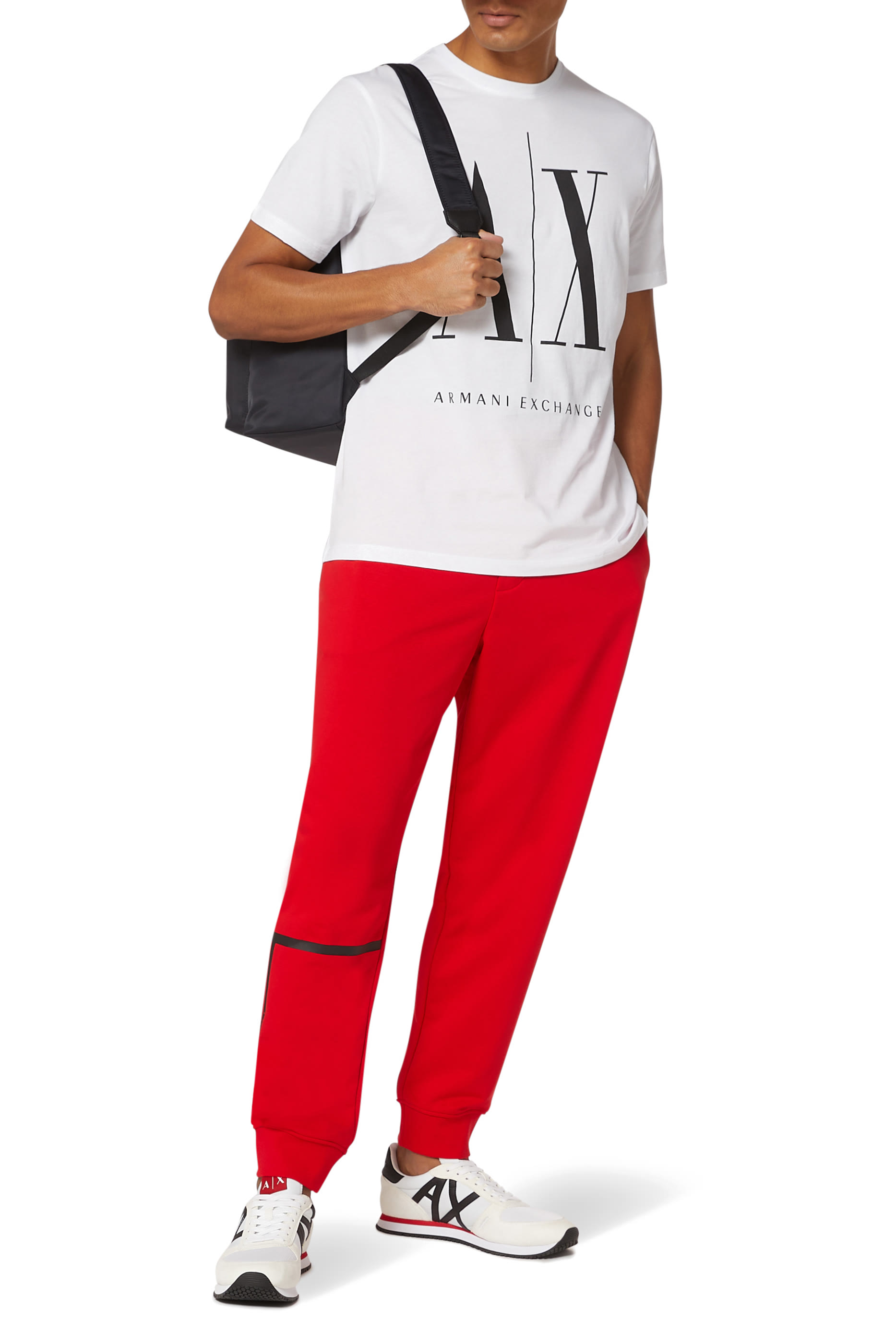 بنطال رياضي فرنش تيري مزين بشريط بشعار الماركة