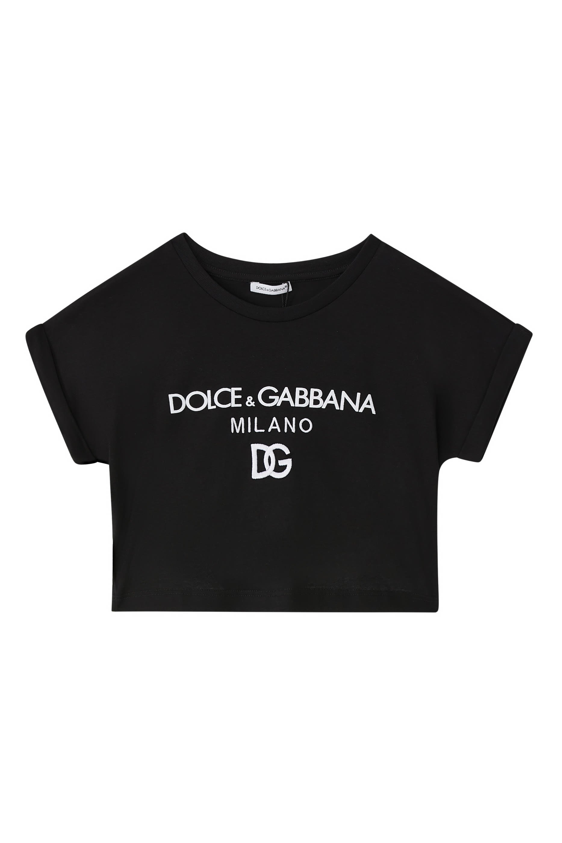 تيشيرت قصير للأطفال بشعار الماركة المطرز