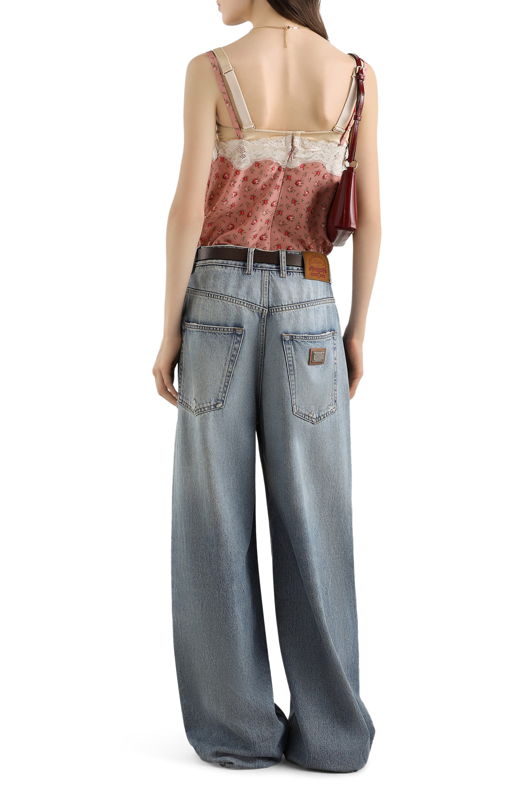 بلوزة بطبعة ورود صغيرة حرير