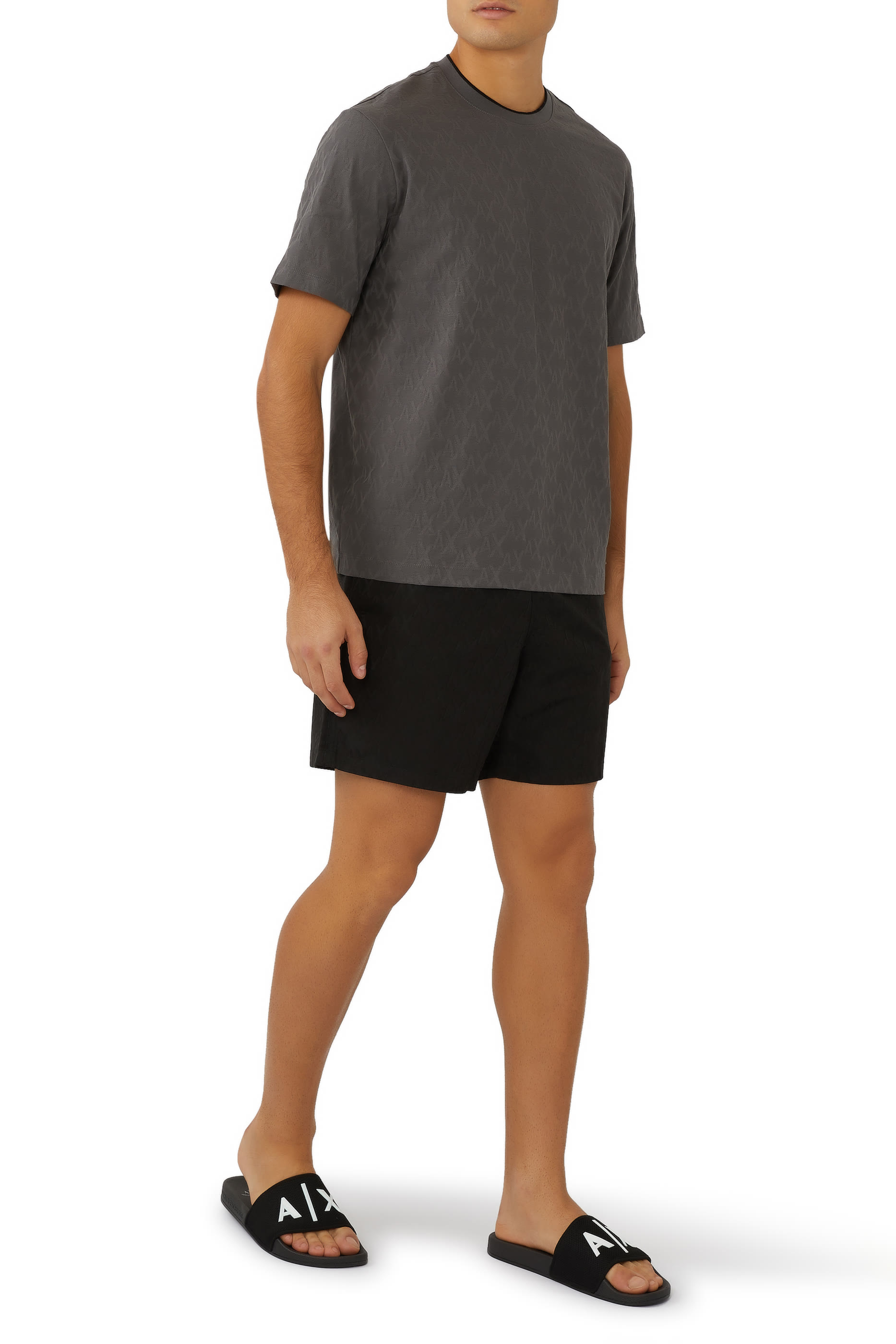 شورت سباحة بتصميم بوكسر بنقشة مربعات بشعار الماركة