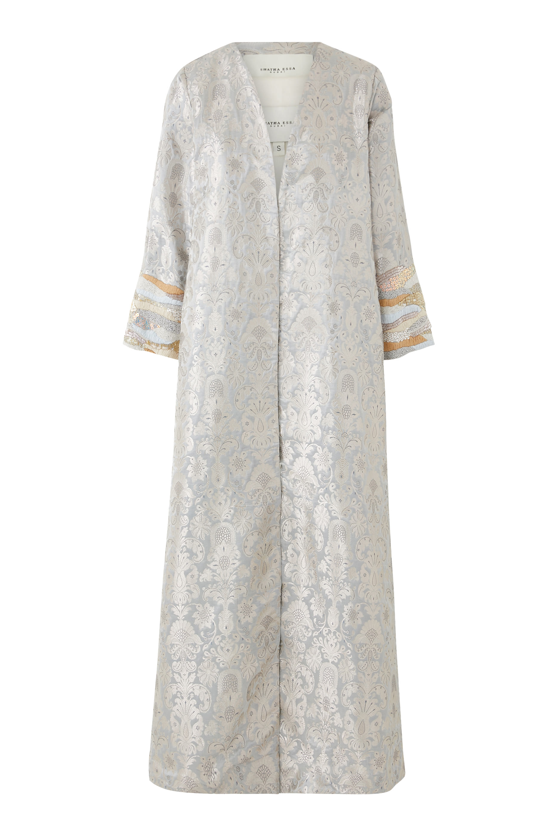 معطف طويل بأكمام مطرزة