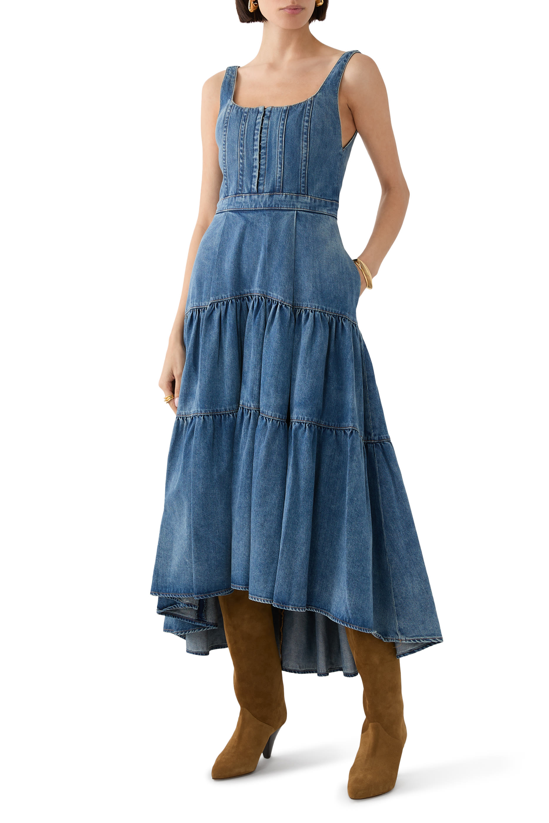 فستان ديانا بقصة منتظمة متوسطة الطول