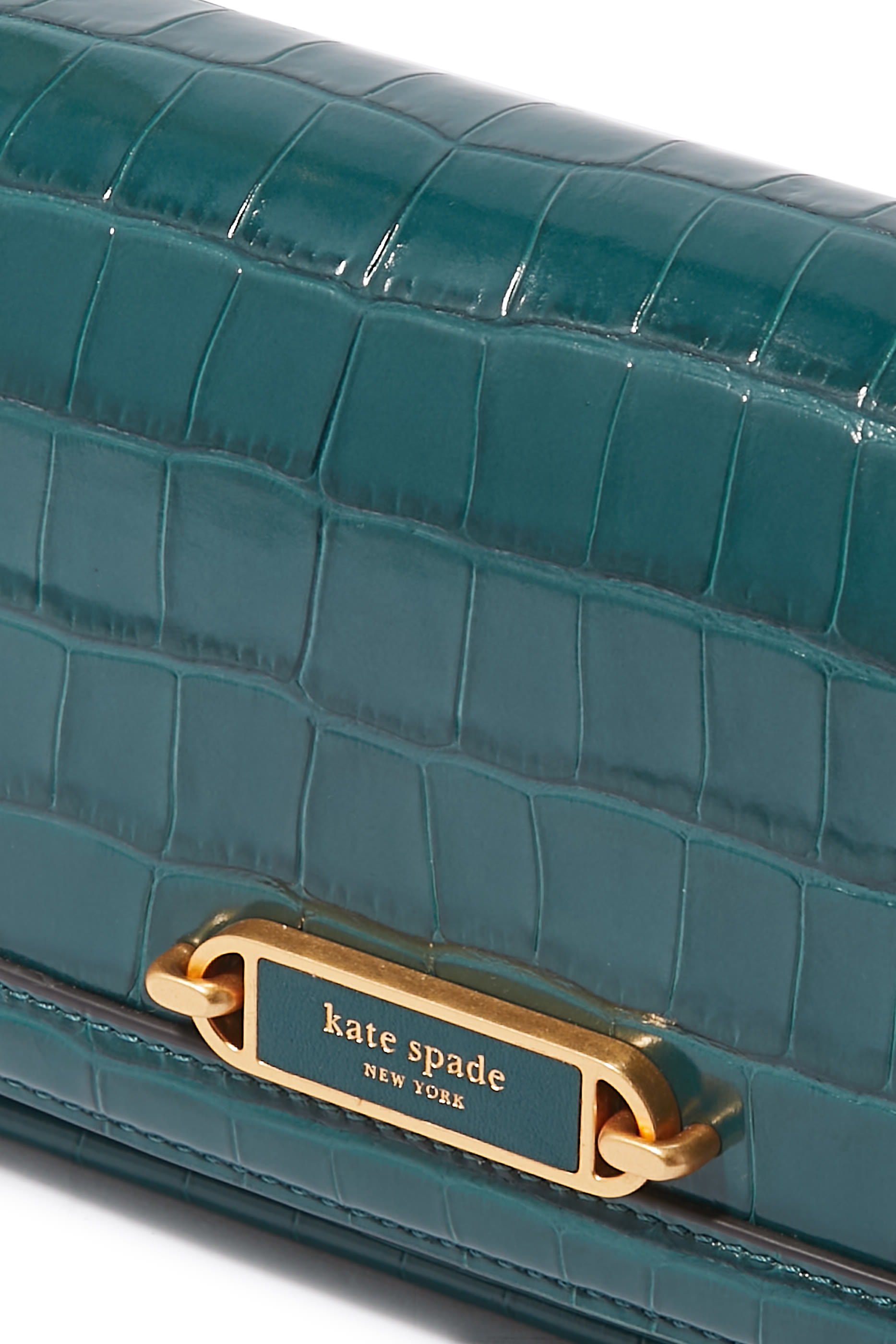 حقيبة كتف غرامرسي صغيرة بغطاء قلاب جلد بنقشة جلد التمساح