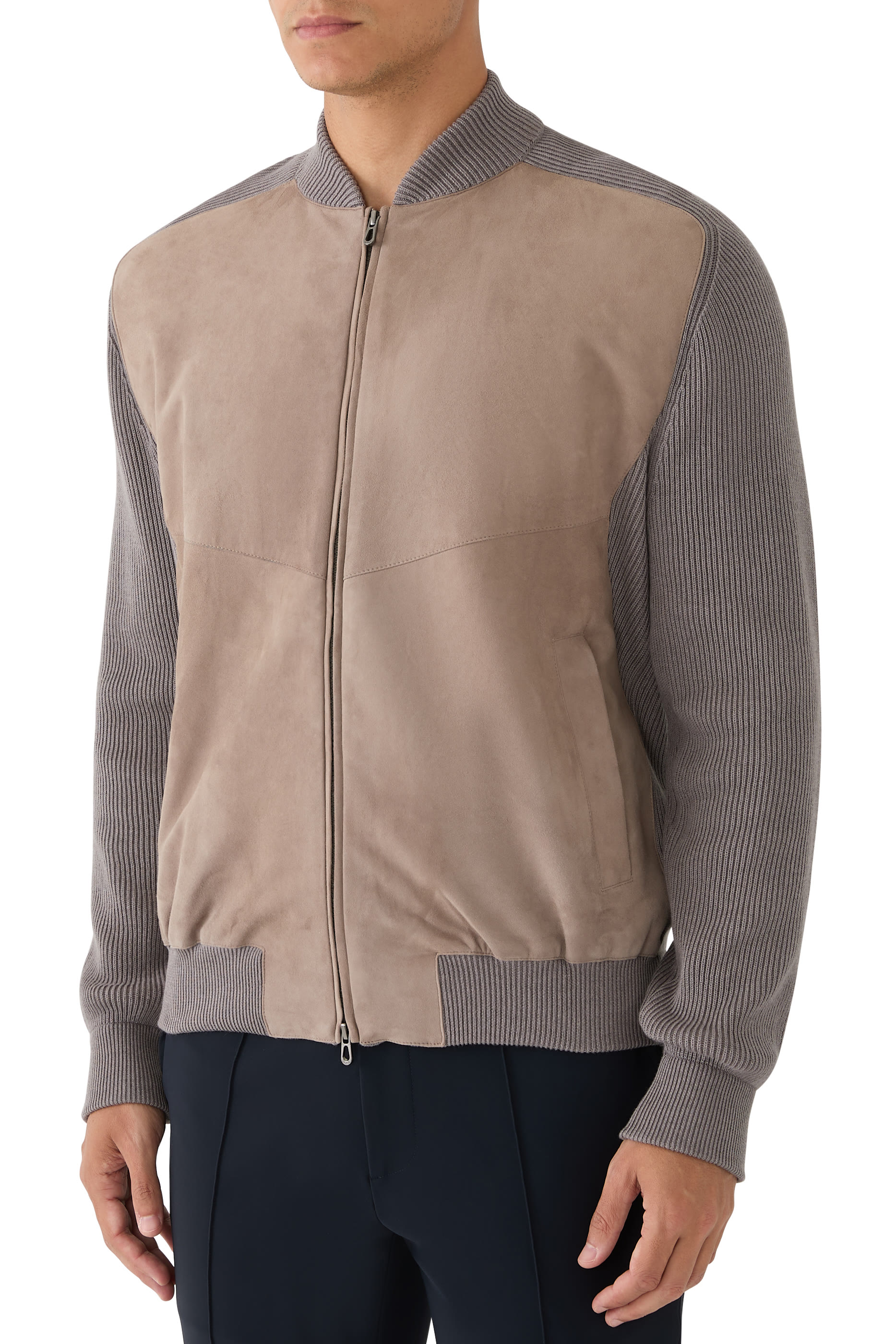 جاكيت بومبر منسوج جلد