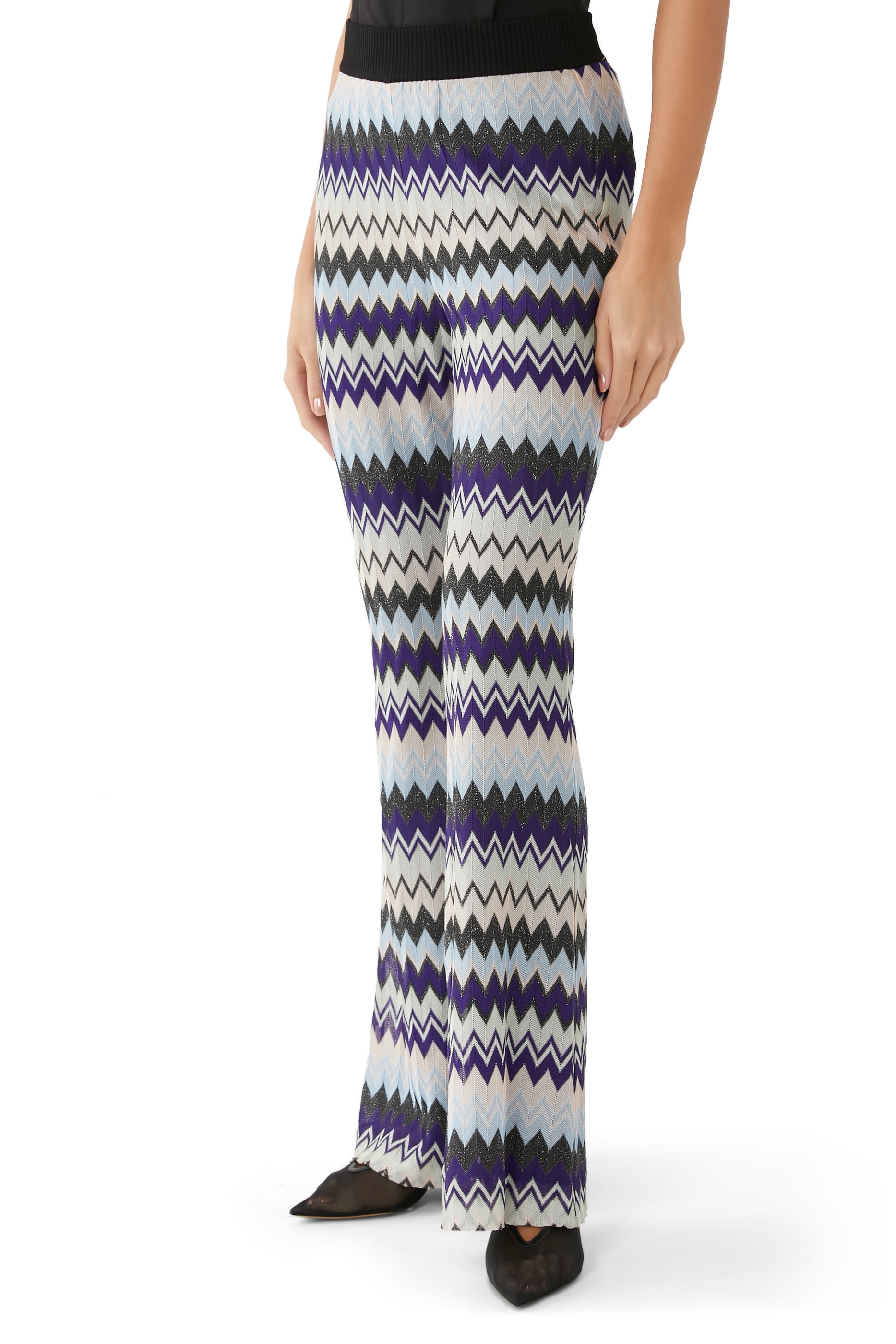 بنطال بحافة واسعة ونقشة خطوط متعرجة راشيل