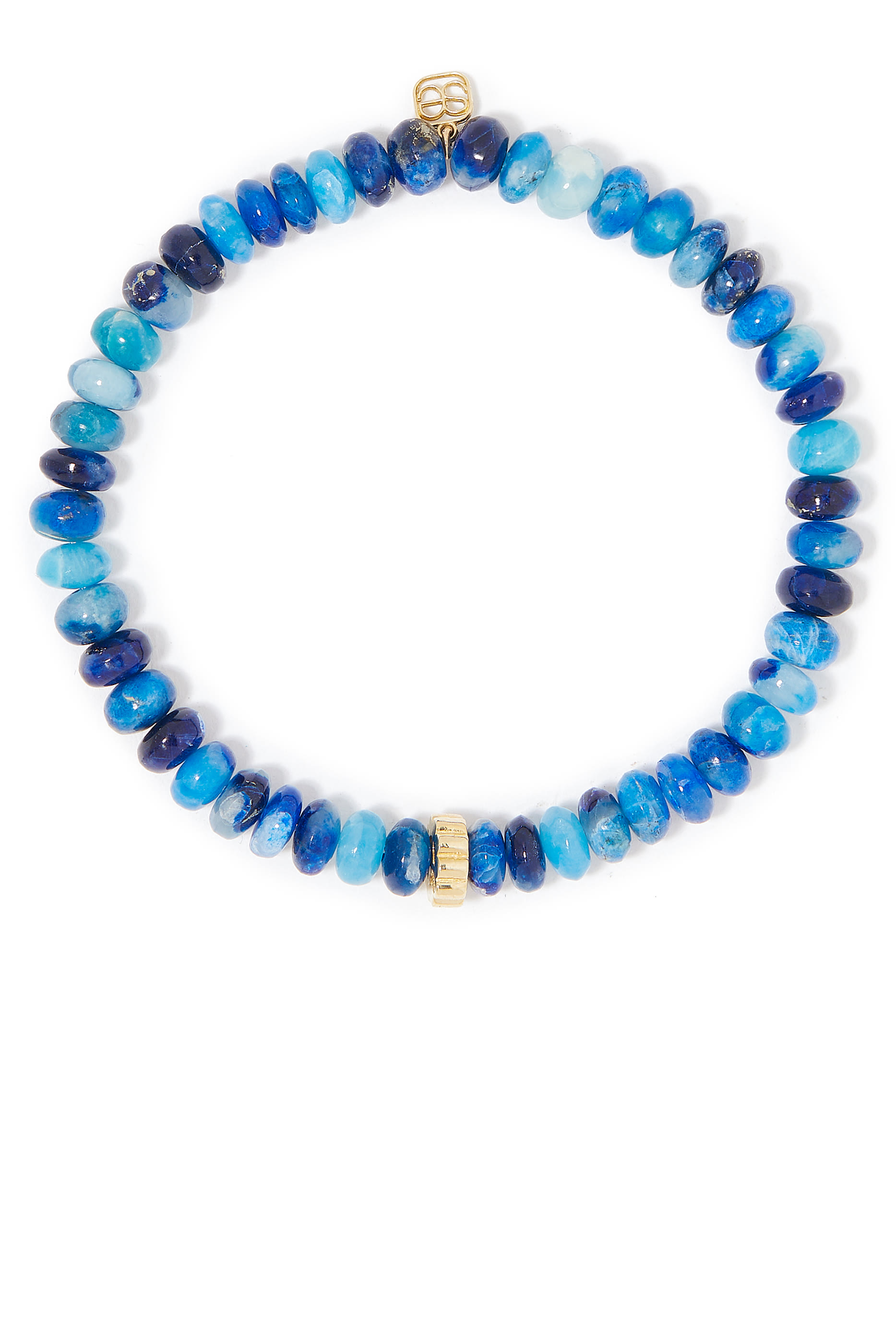 سوار بخرز أفغانيت وحلية دائرية بارزة الملمس مرصعة بالماس، ذهب أصفر عيار 14