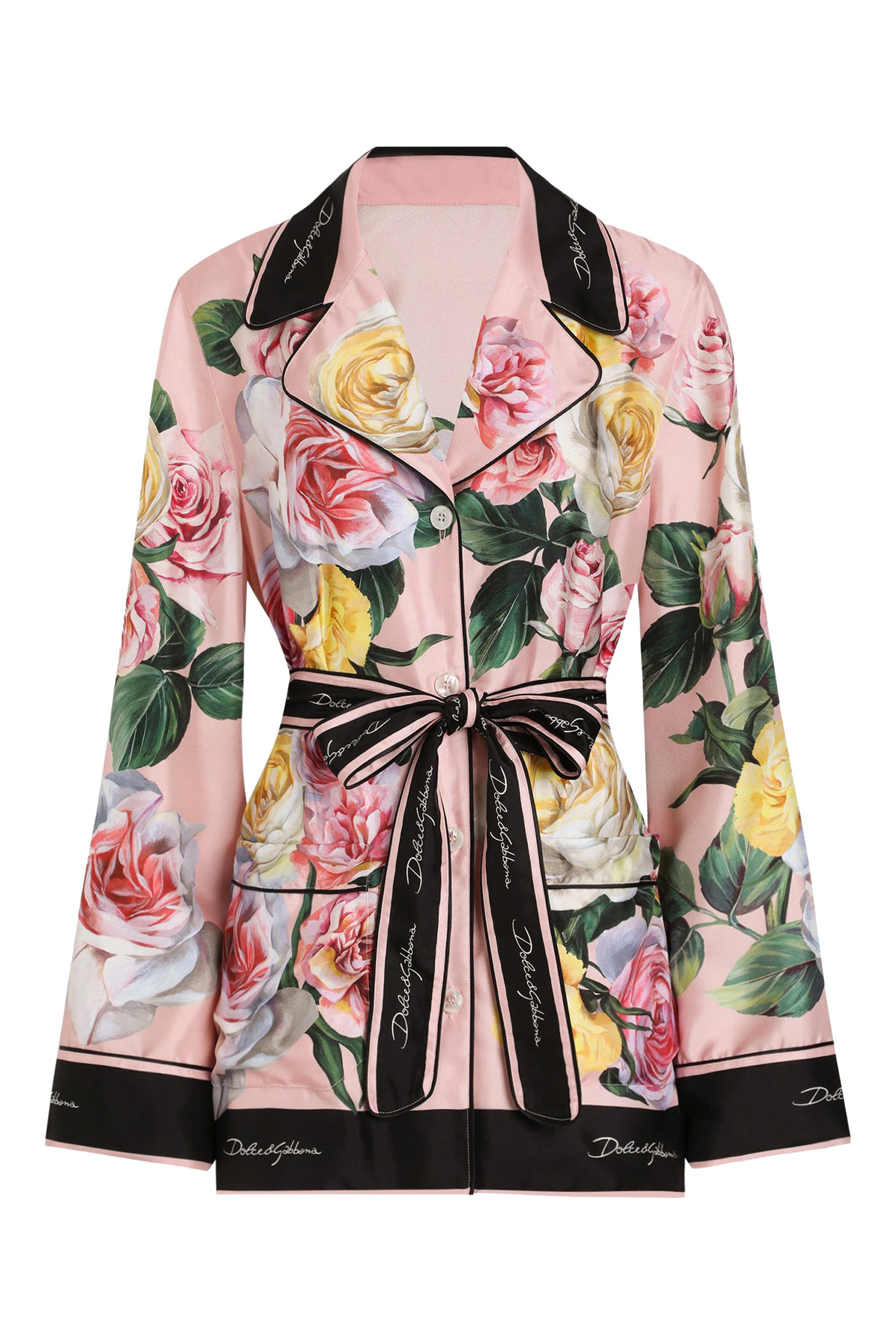 قميص بيجامة بطبعة وردة وفاوانيا تويل 