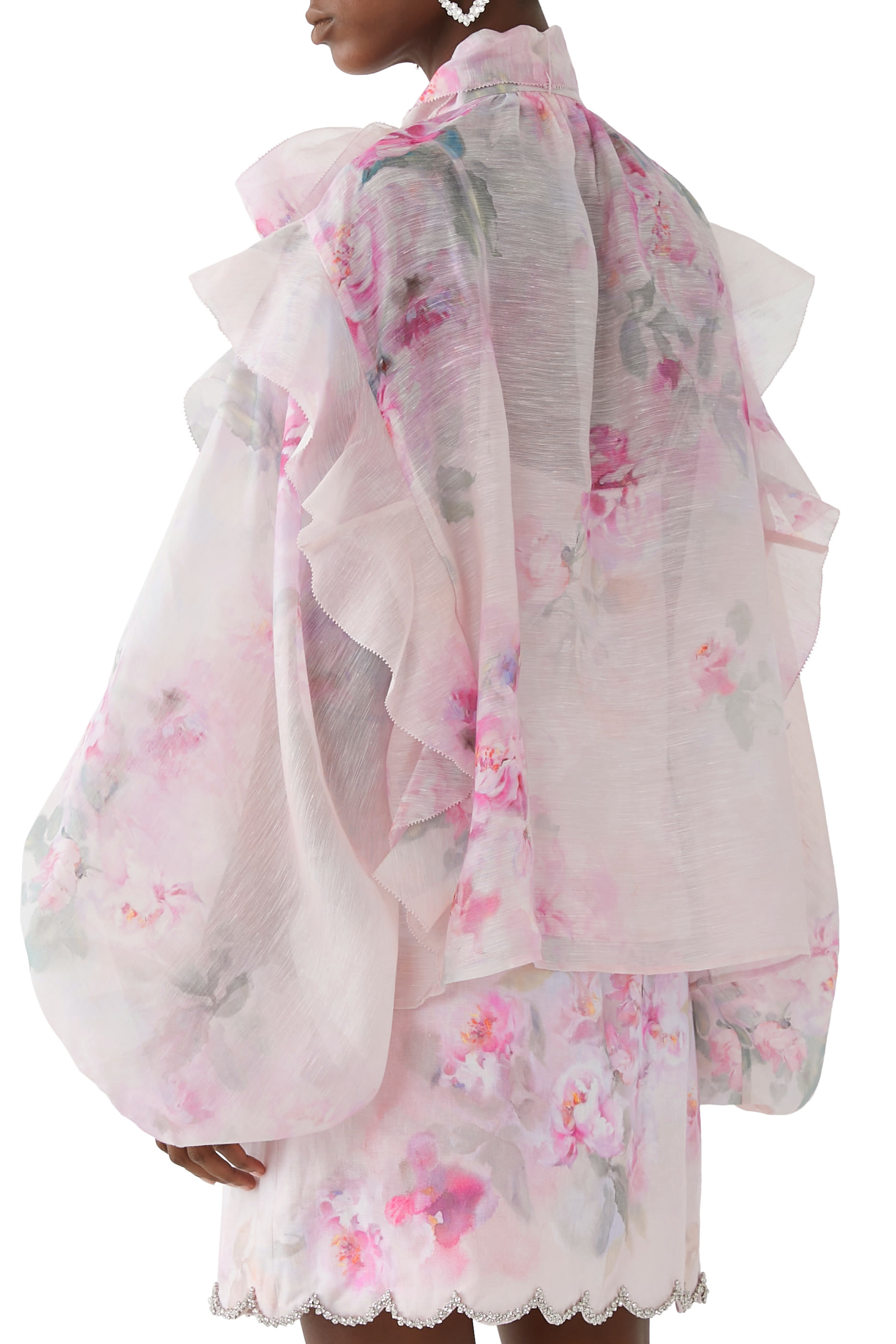 بلوزة كراش بكشكش ورباط على العنق