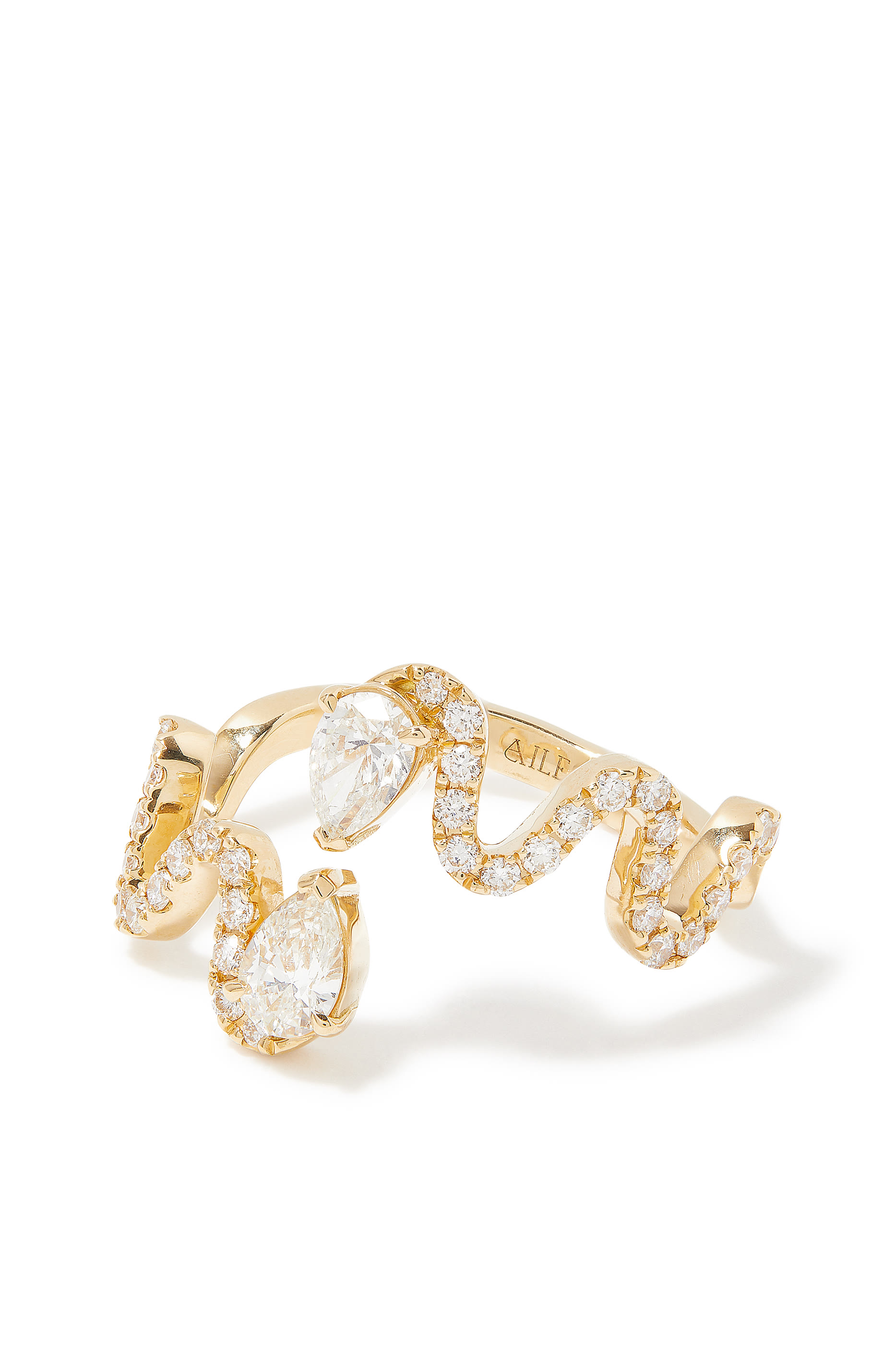 خاتم ويف مرصع بالماس ذهب أصفر عيار 18