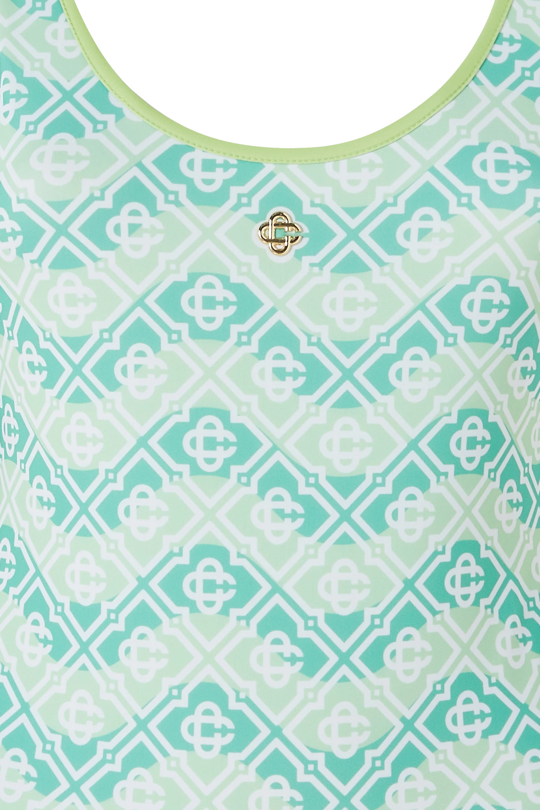 بدلة سباحة بنقشة حرفي شعار الماركة وتفاصيل مموجة