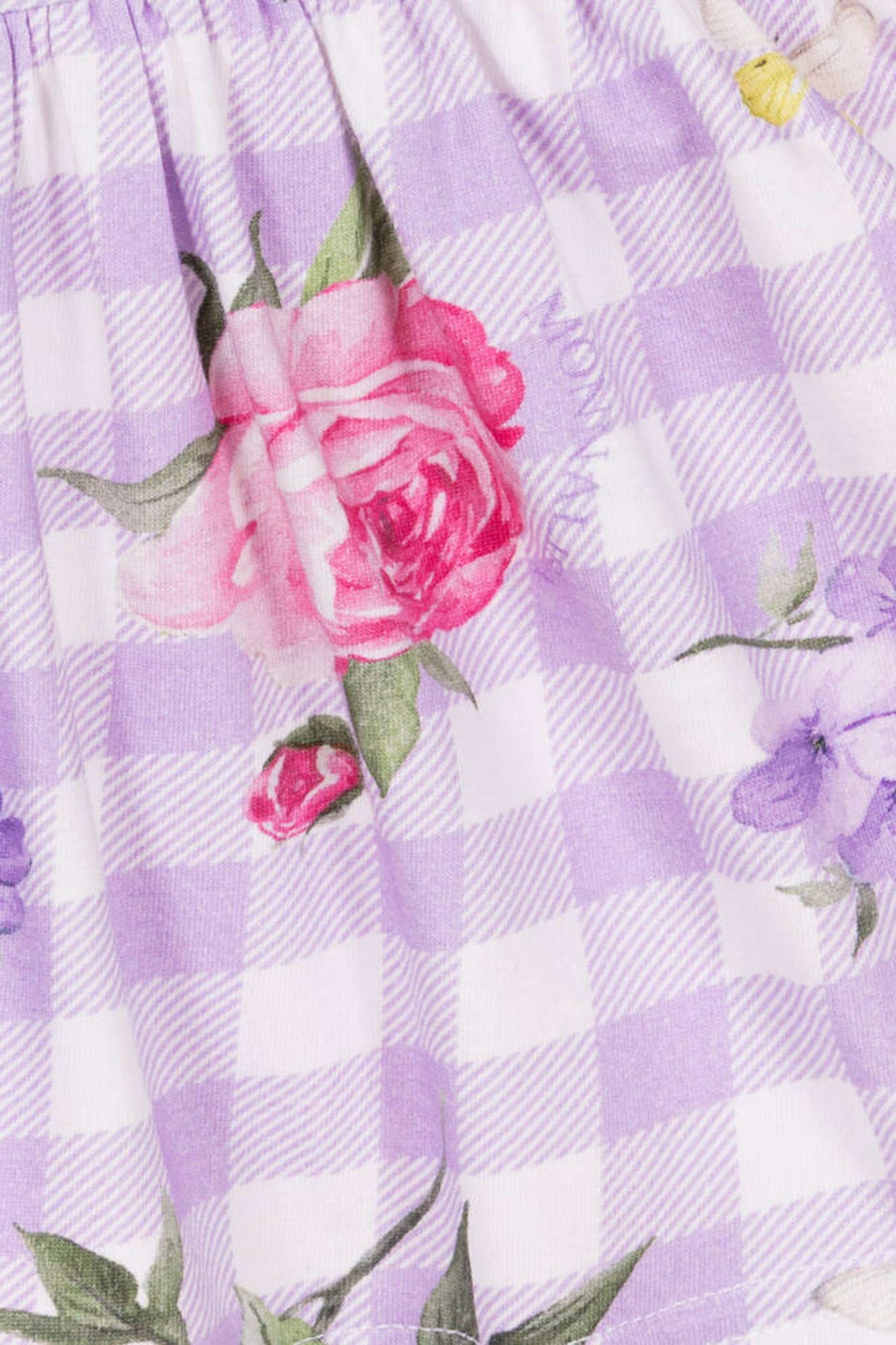 فستان بطبعة أزهار ومربعات للأطفال