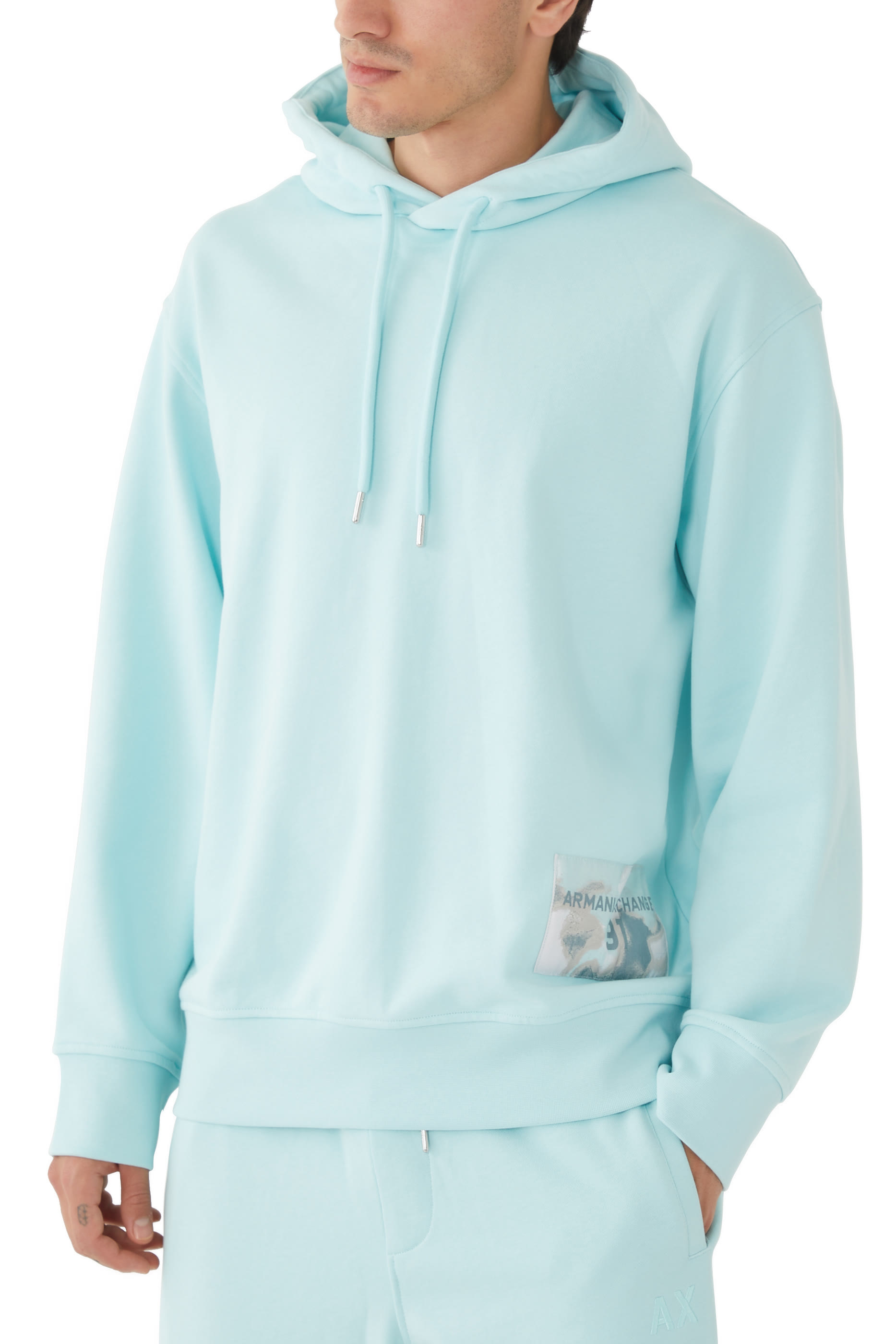 سويت شيرت بتصميم هودي برقعة شعار الماركة قطن جيرسيه