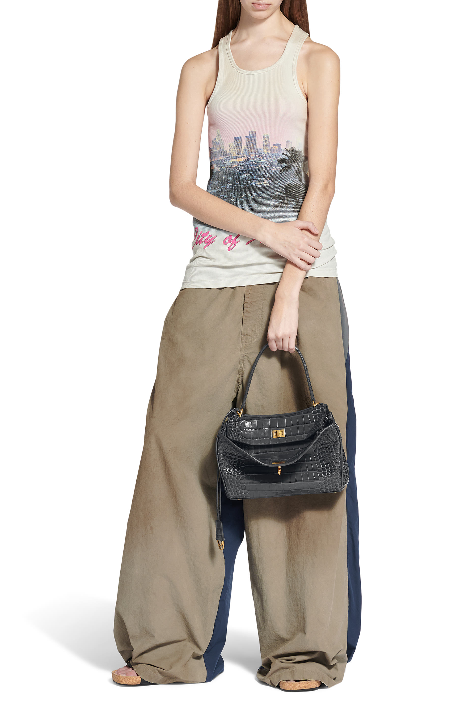 حقيبة يد روديو صغيرة بنقشة جلد التمساح