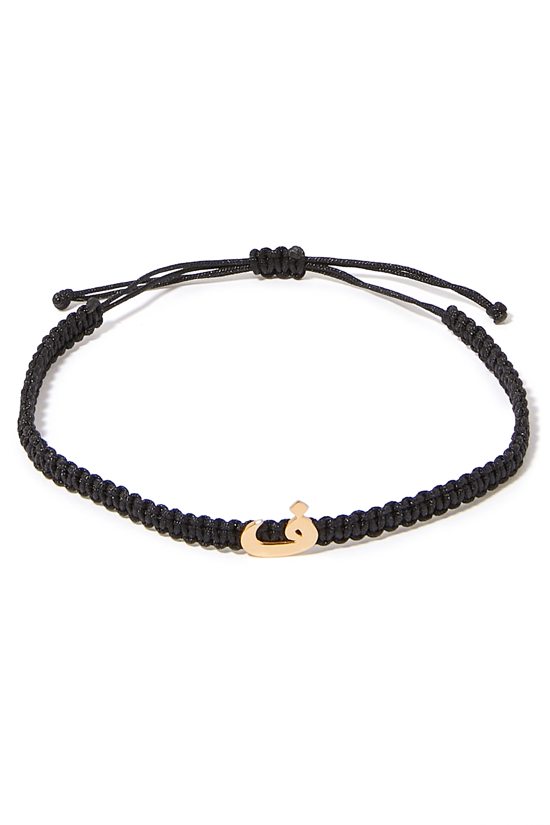 سوار أولا بحلية بتصميم حرف ف مرصع بالماس ذهب أصفر عيار 18 قماش