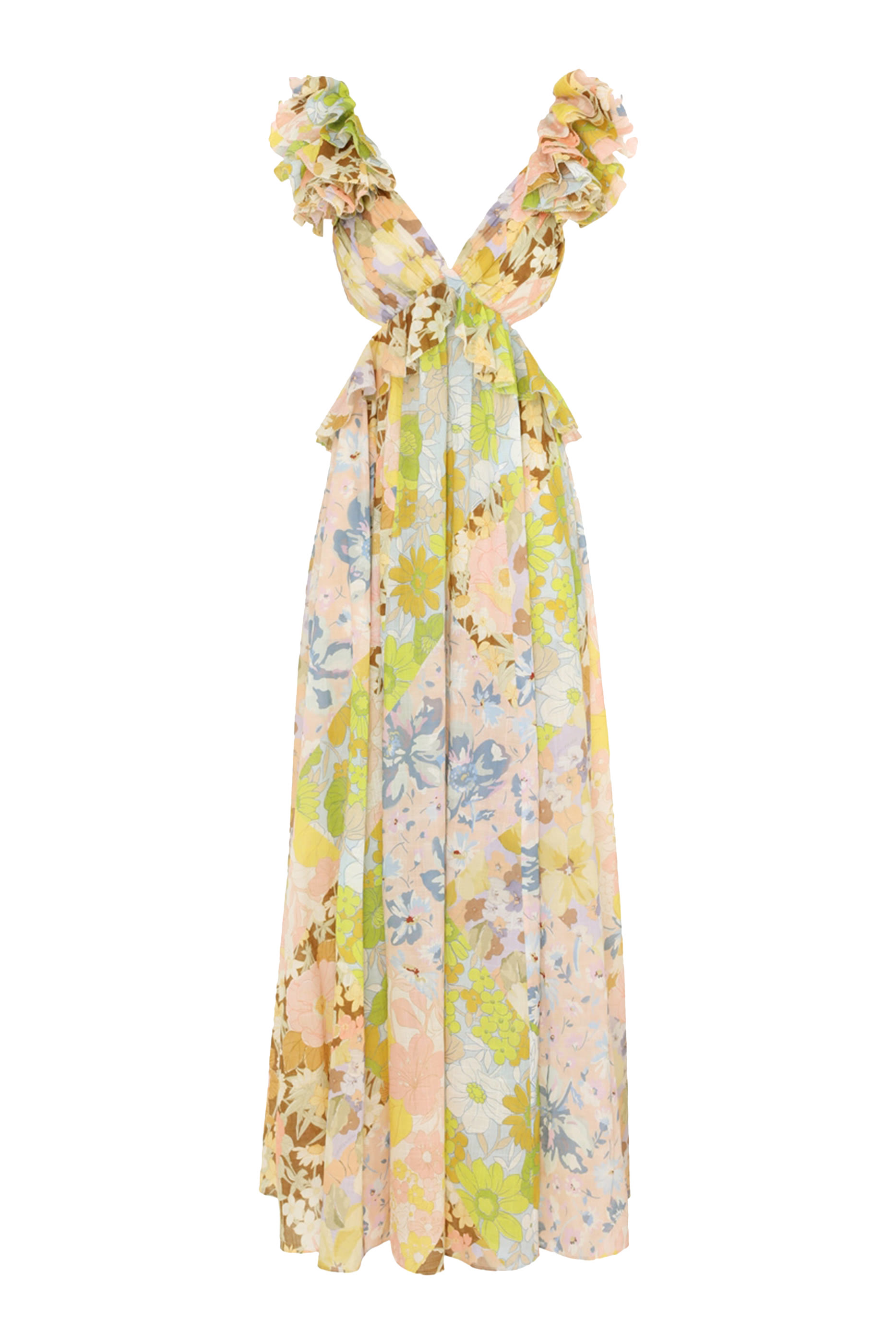 فستان بوب متوسط الطول بأكتاف مكشكشة