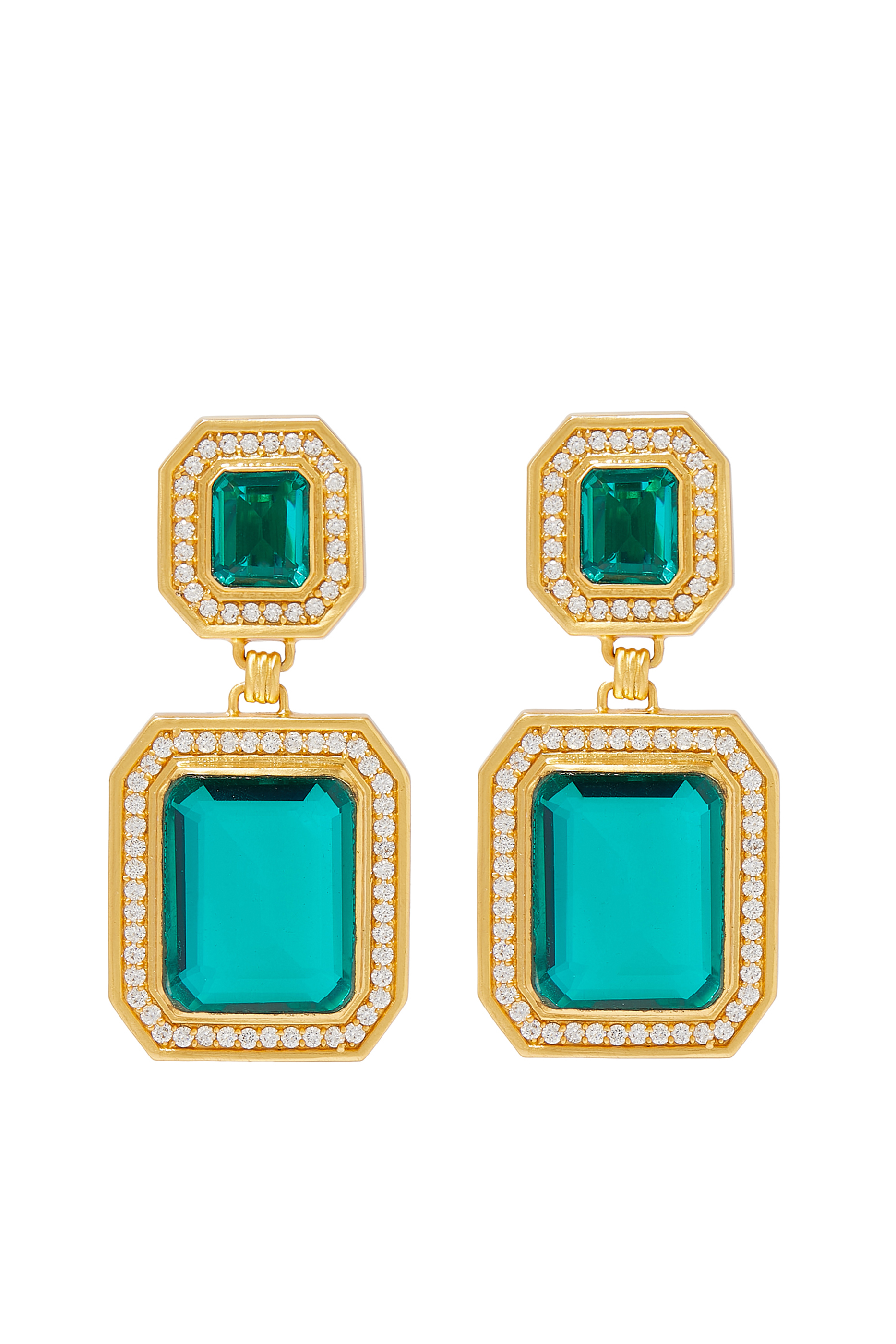 أقراط جينيفر باسيفيك مرصعة بكوارتز الياقوت والكريستال نحاس مطلي بذهب عيار 24 قيراط بسمك الميكرون