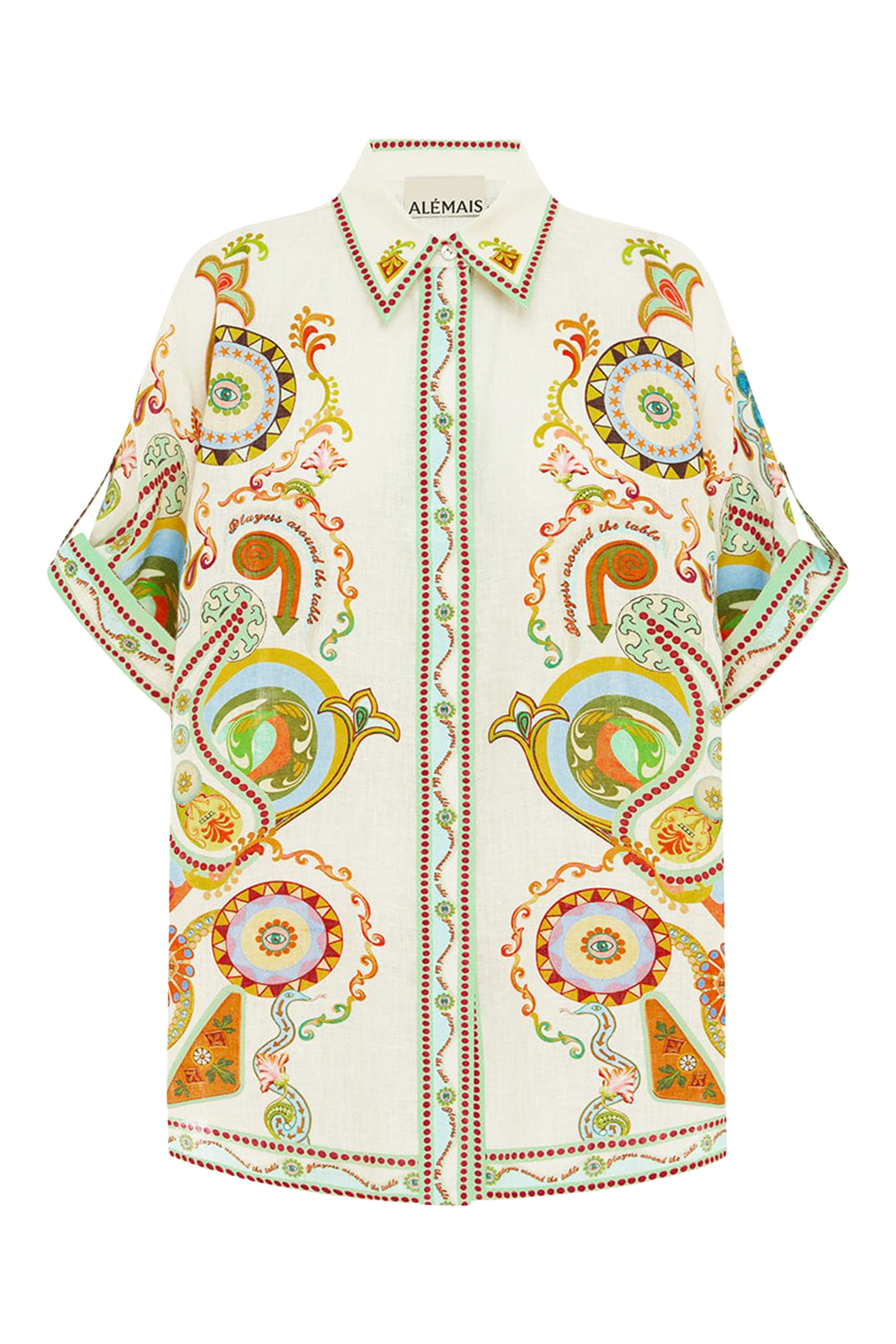 قميص كتان بنقشة كرات ودبابيس