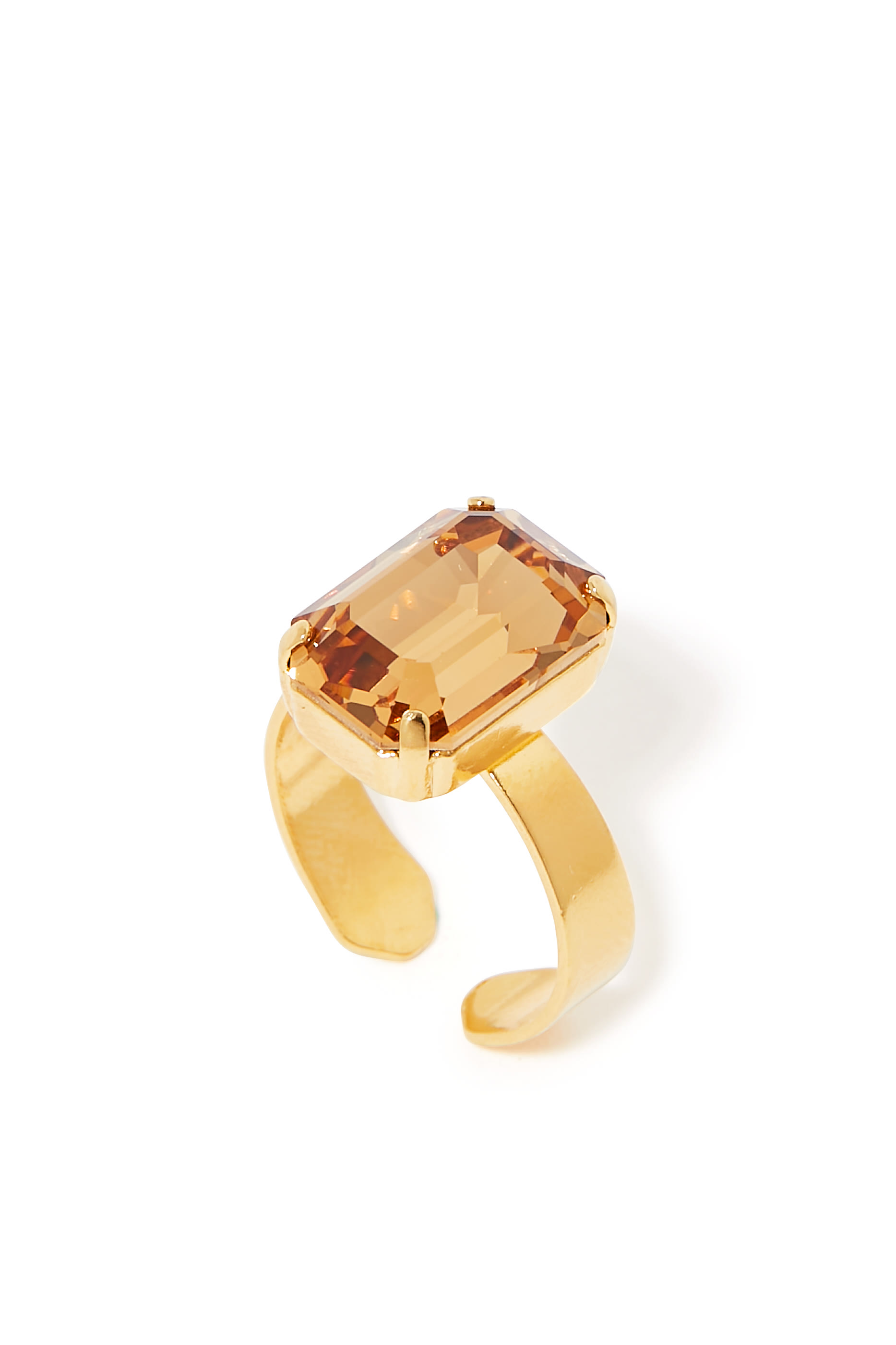 خاتم ليديا مرصع بكريستال سواروفسكي، معدن مطلي بذهب عيار 18 قيراط