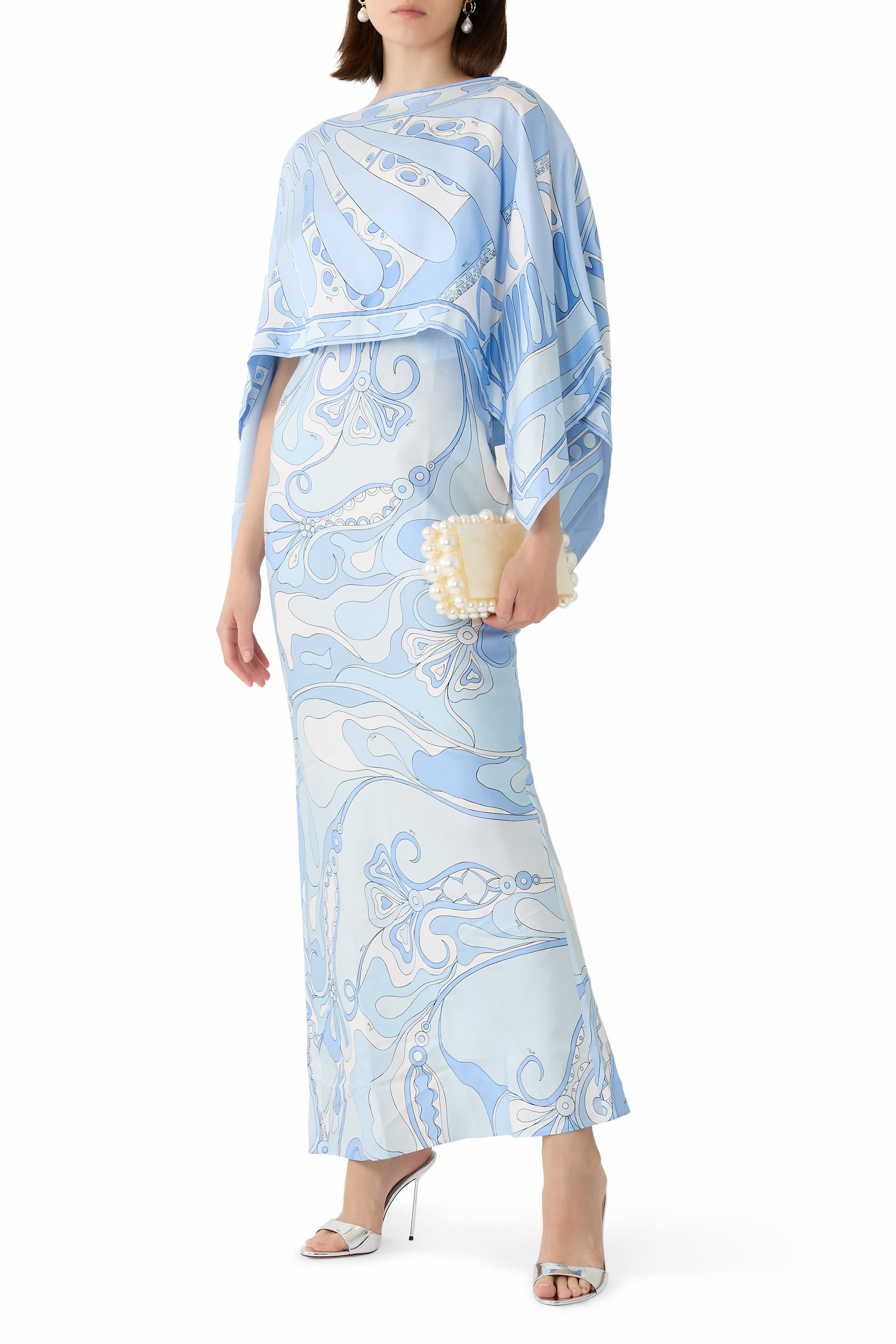 فستان بطبعة اوركيديه وسوليل بكاب