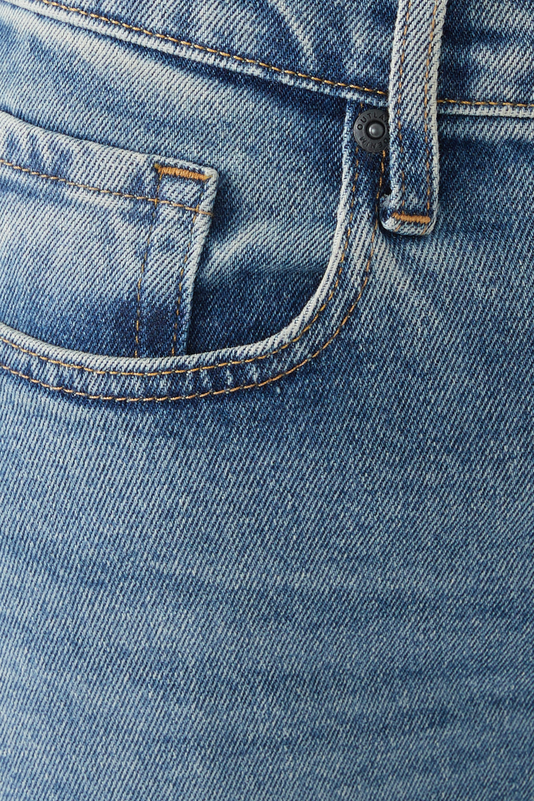 بنطال جينز فرح مطاطي بحافة واسعة وخصر مرتفع